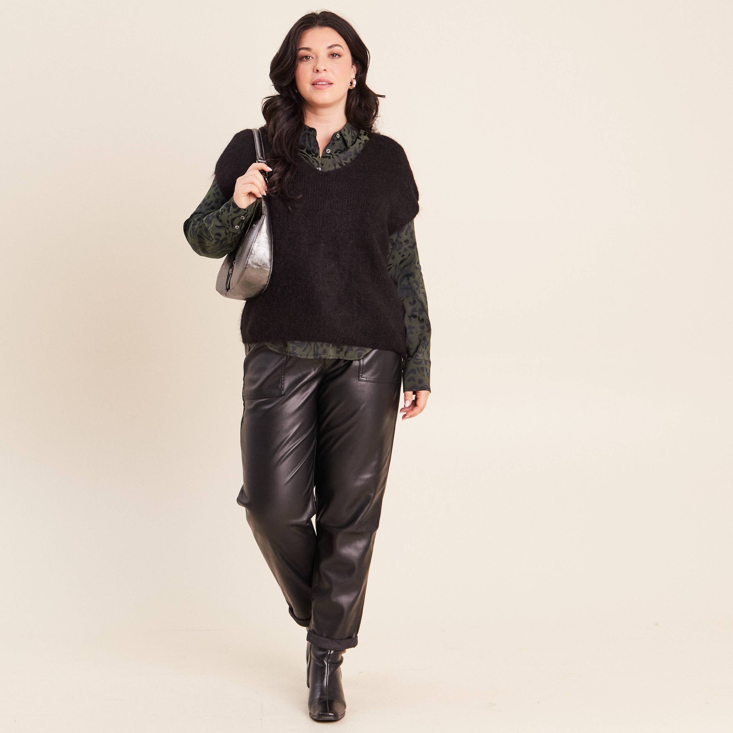 Pull sans manches noir femme