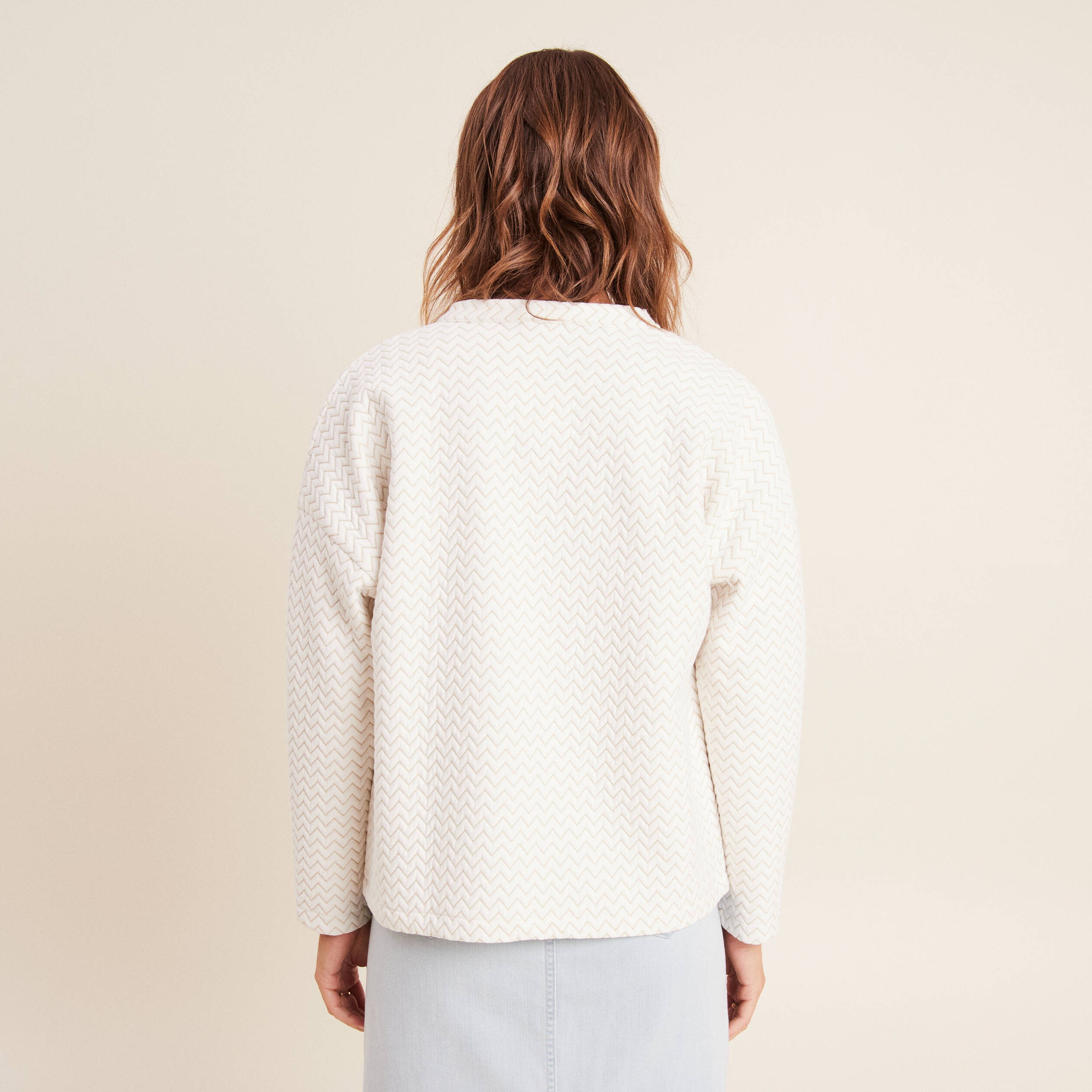 Veste matelassée col châle ecru femme