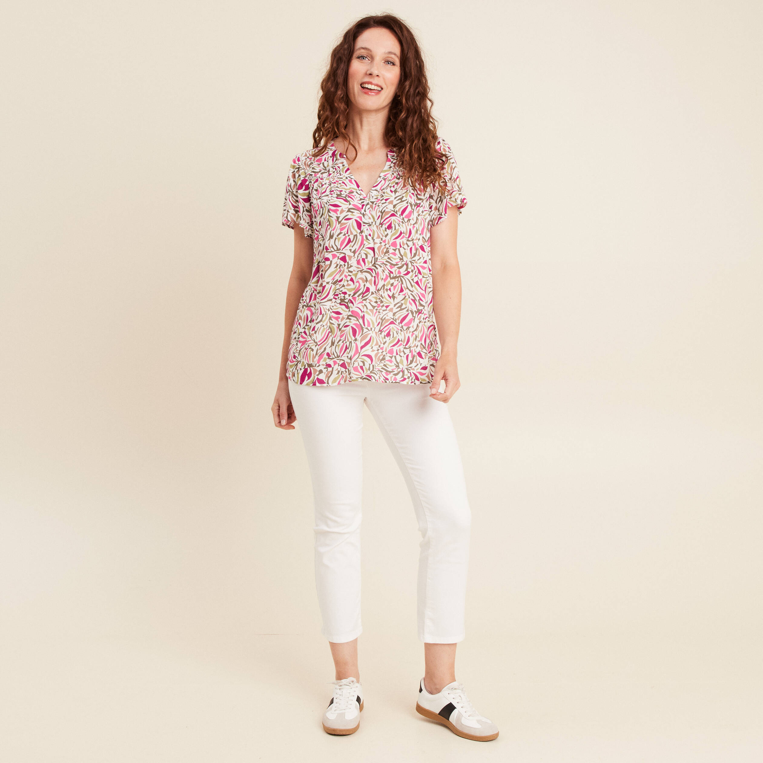 blouse crepe manches courtes vert kaki femme Blouse crêpe manches courtes vert kaki femme