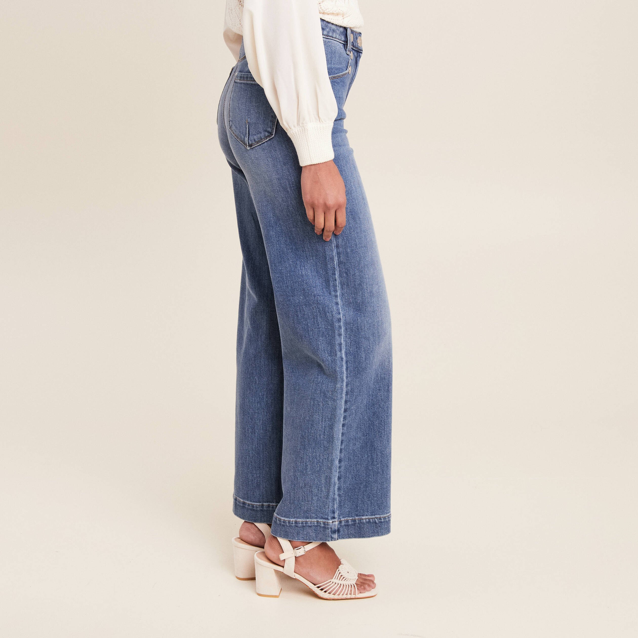 jean large a pont denim stone femme Jean large à pont denim stone femme