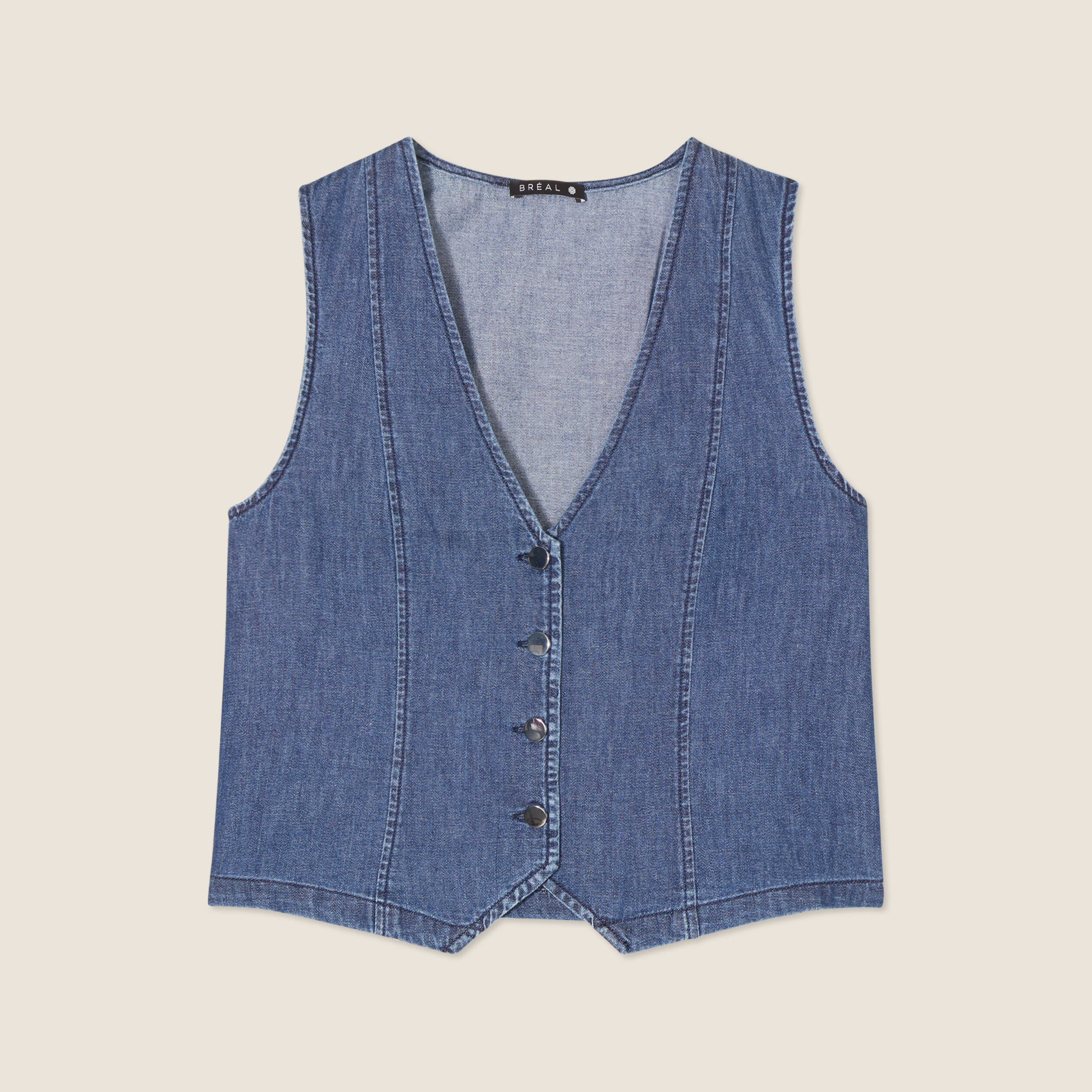 Veston sans manches jean denim double stone femme