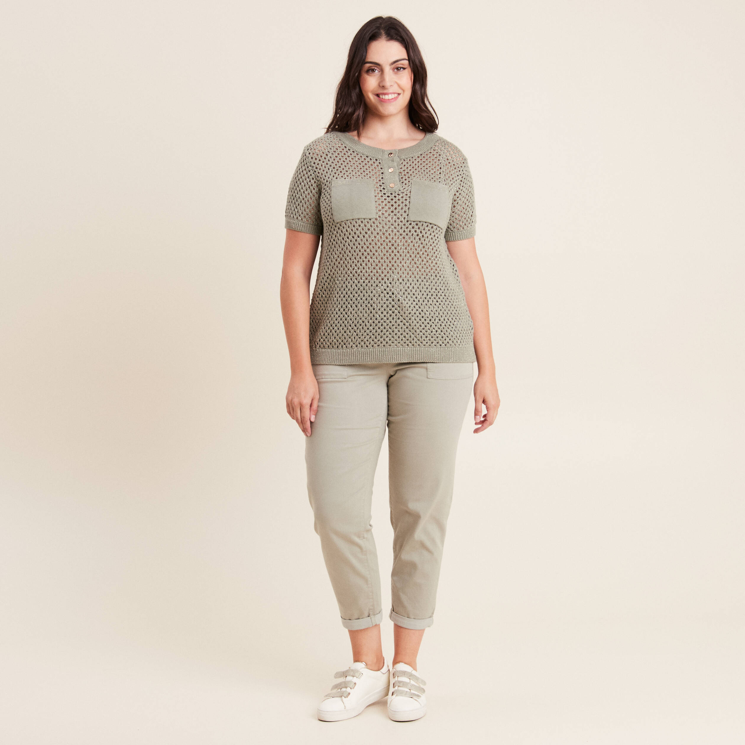 pull manches courtes ajoure vert clair femme Pull manches courtes ajouré vert clair femme