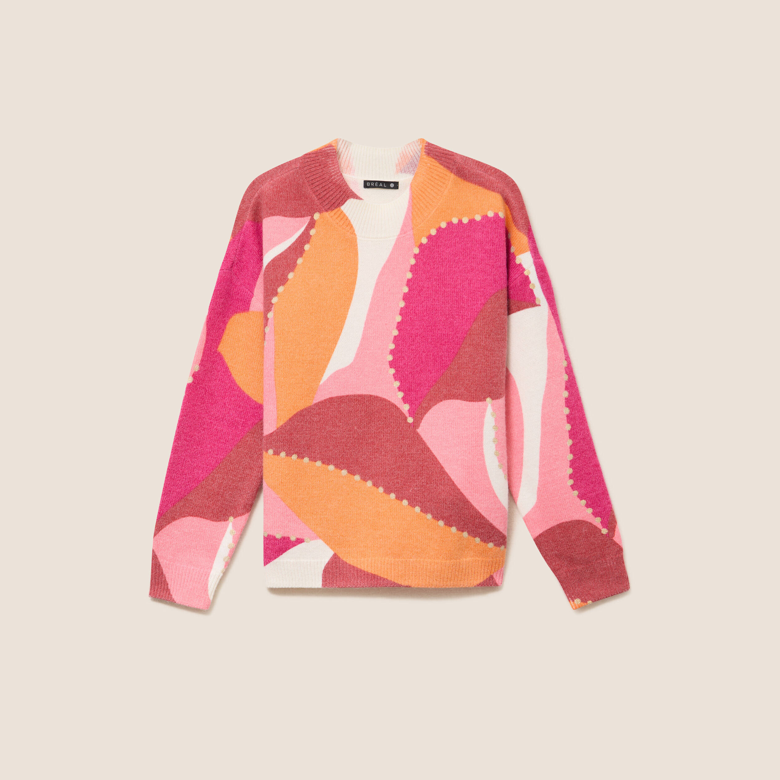 Pull col montant orange femme