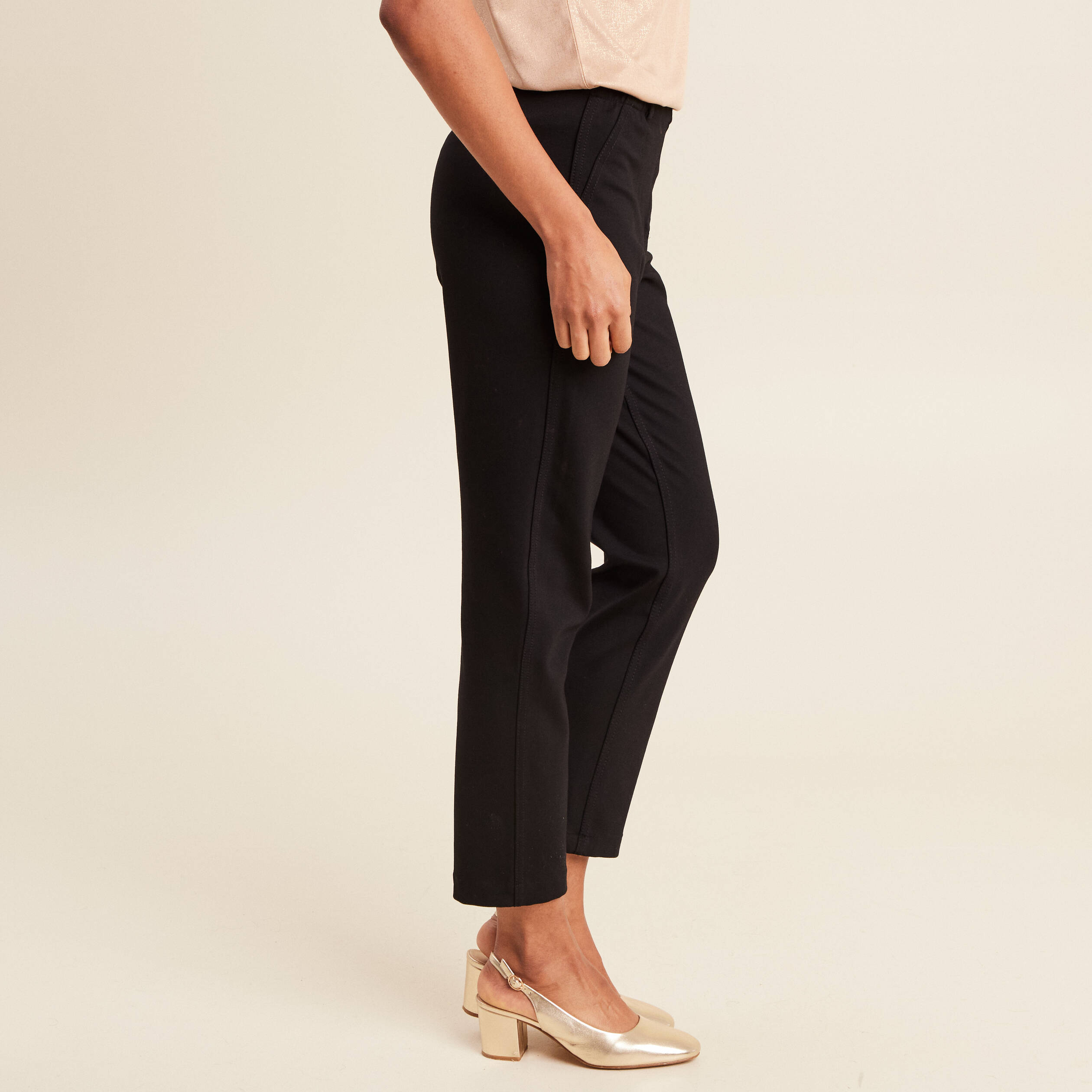 Pantalon droit réversible noir femme