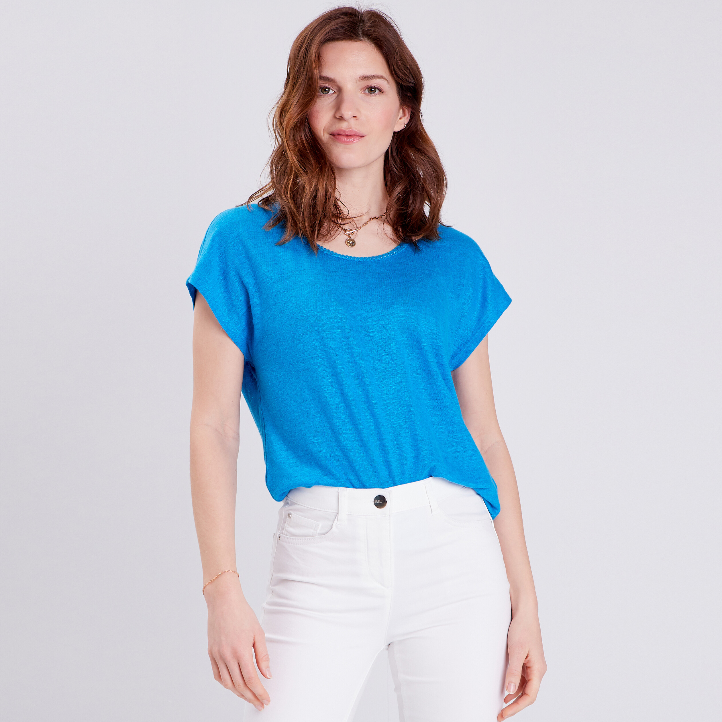 T-shirt manches courtes bleu femme