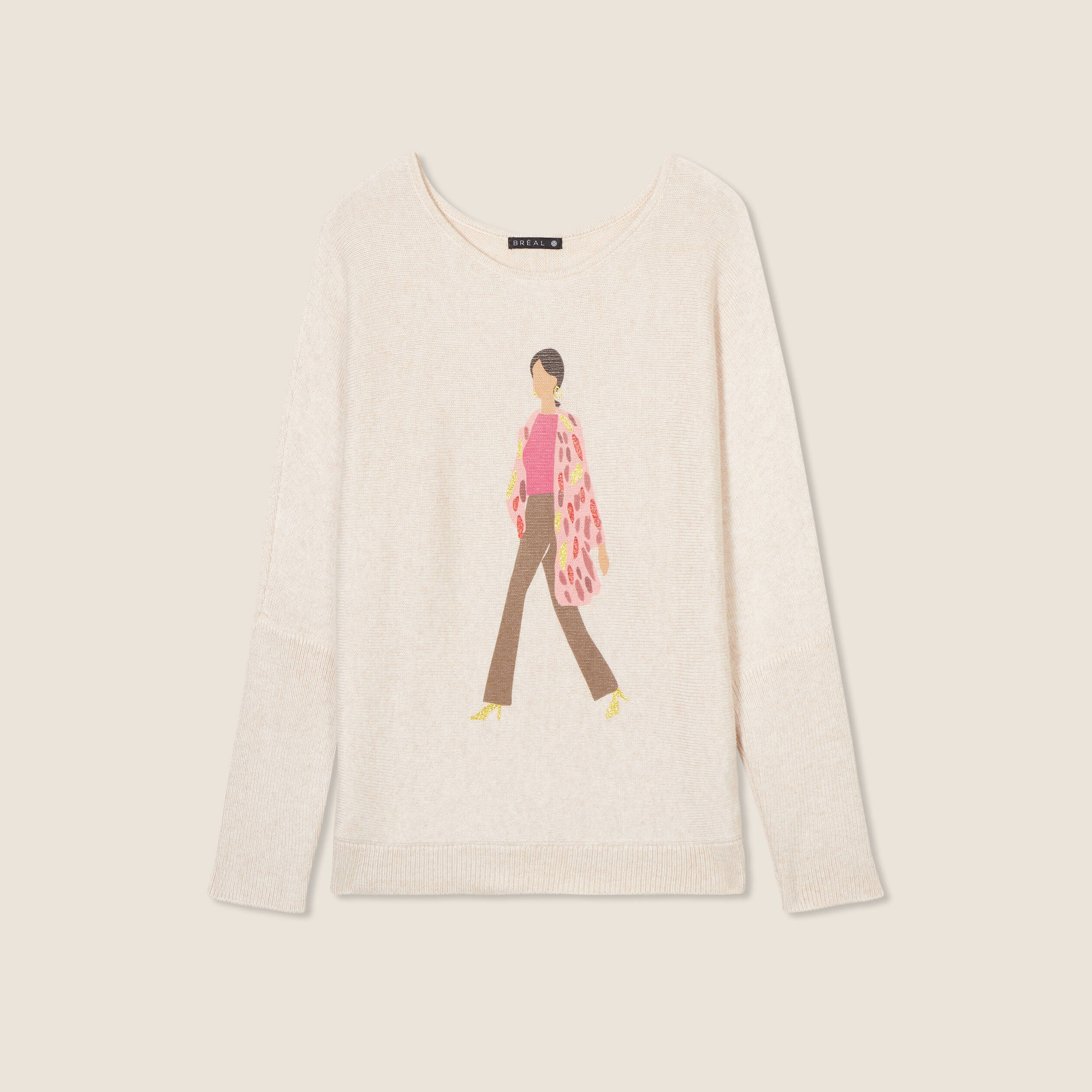 Pull manches longues creme femme