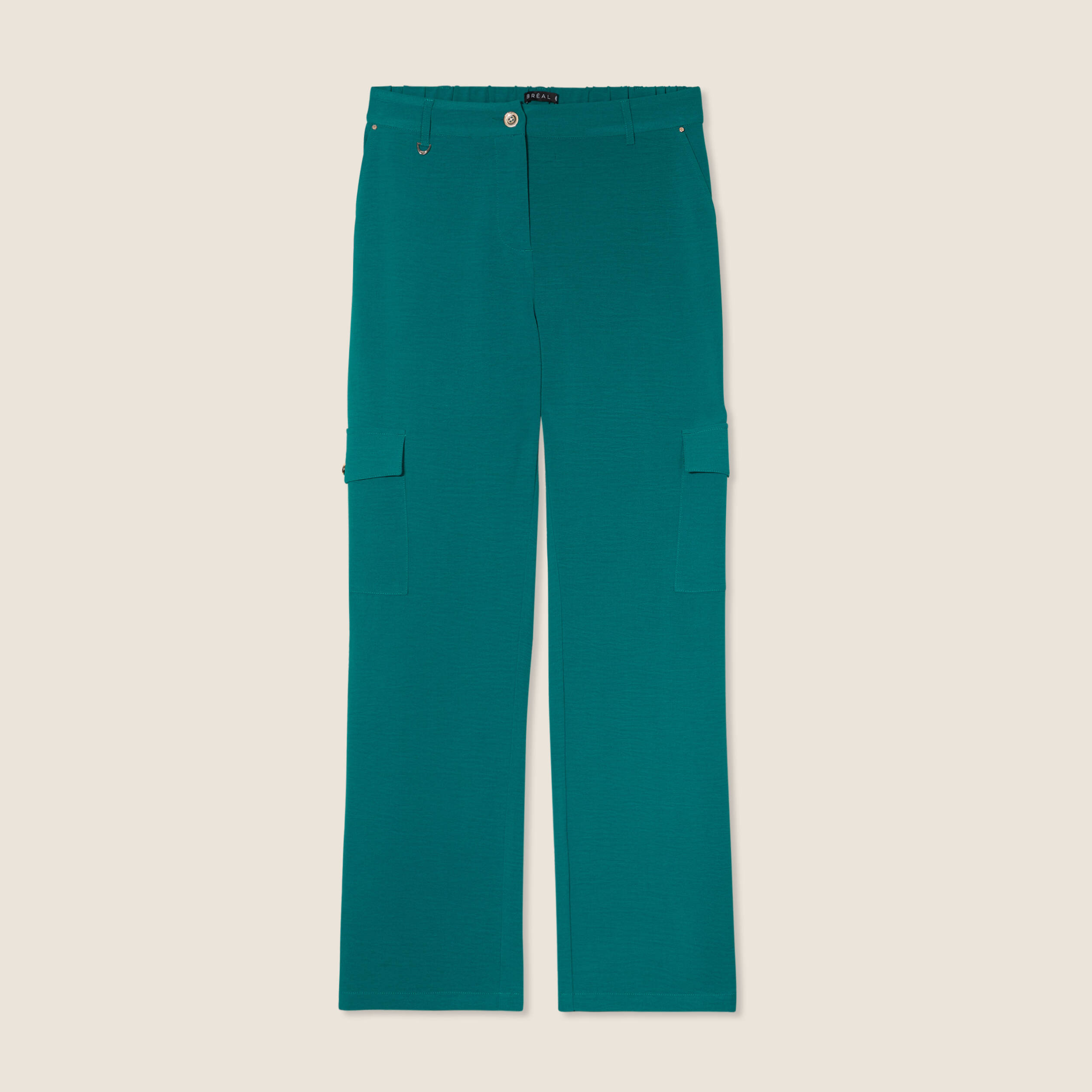 Pantalon flou cargo 7/8ème vert femme