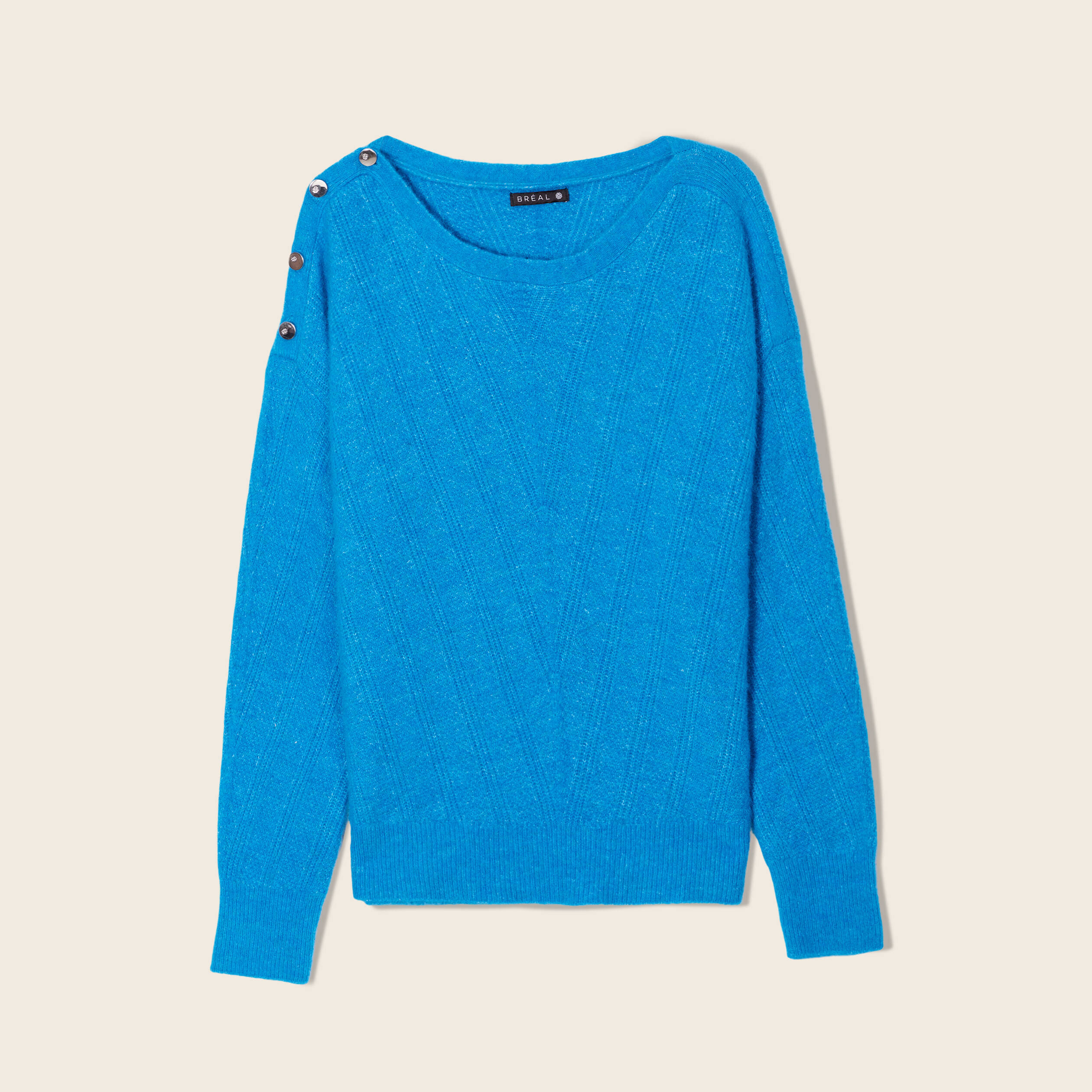 Pull manches longues bleu femme