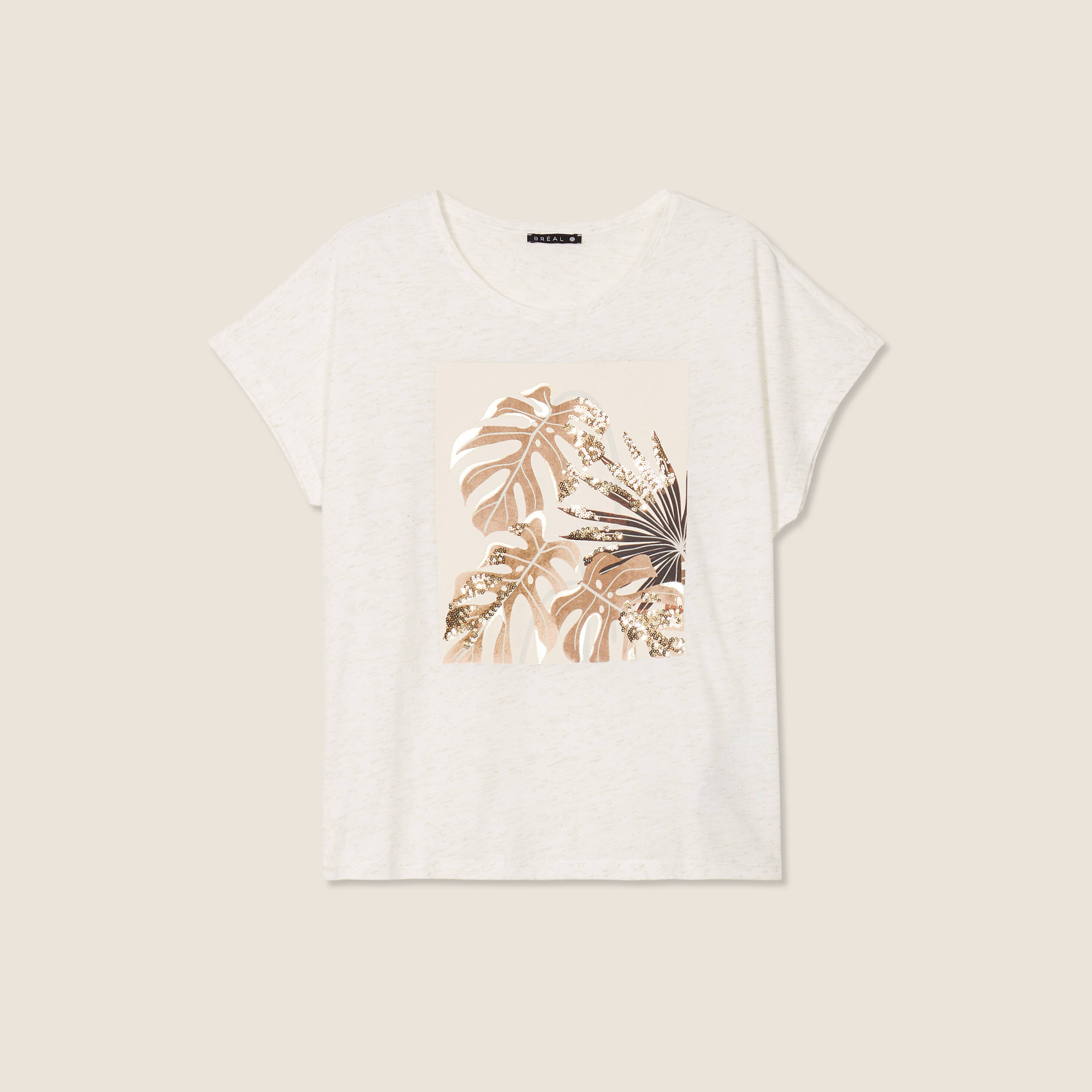 T-shirt manches courtes ecru femme