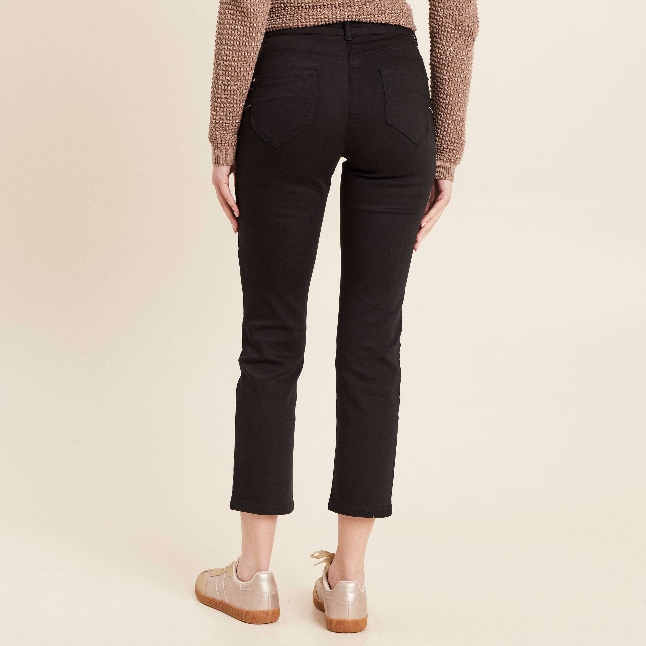 Pantalon droit 5 poches noir femme