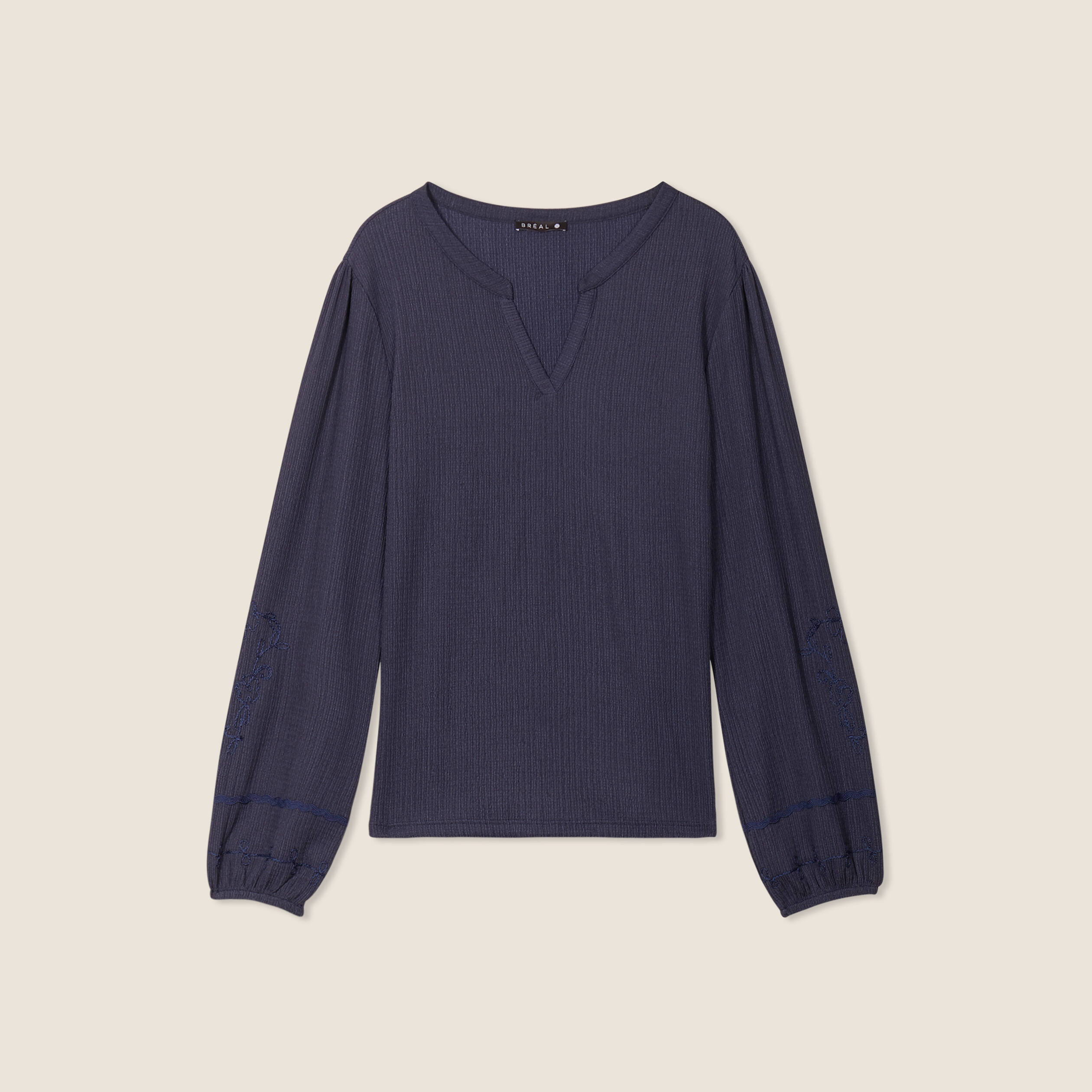 Blouse manches longues bleu foncé femme