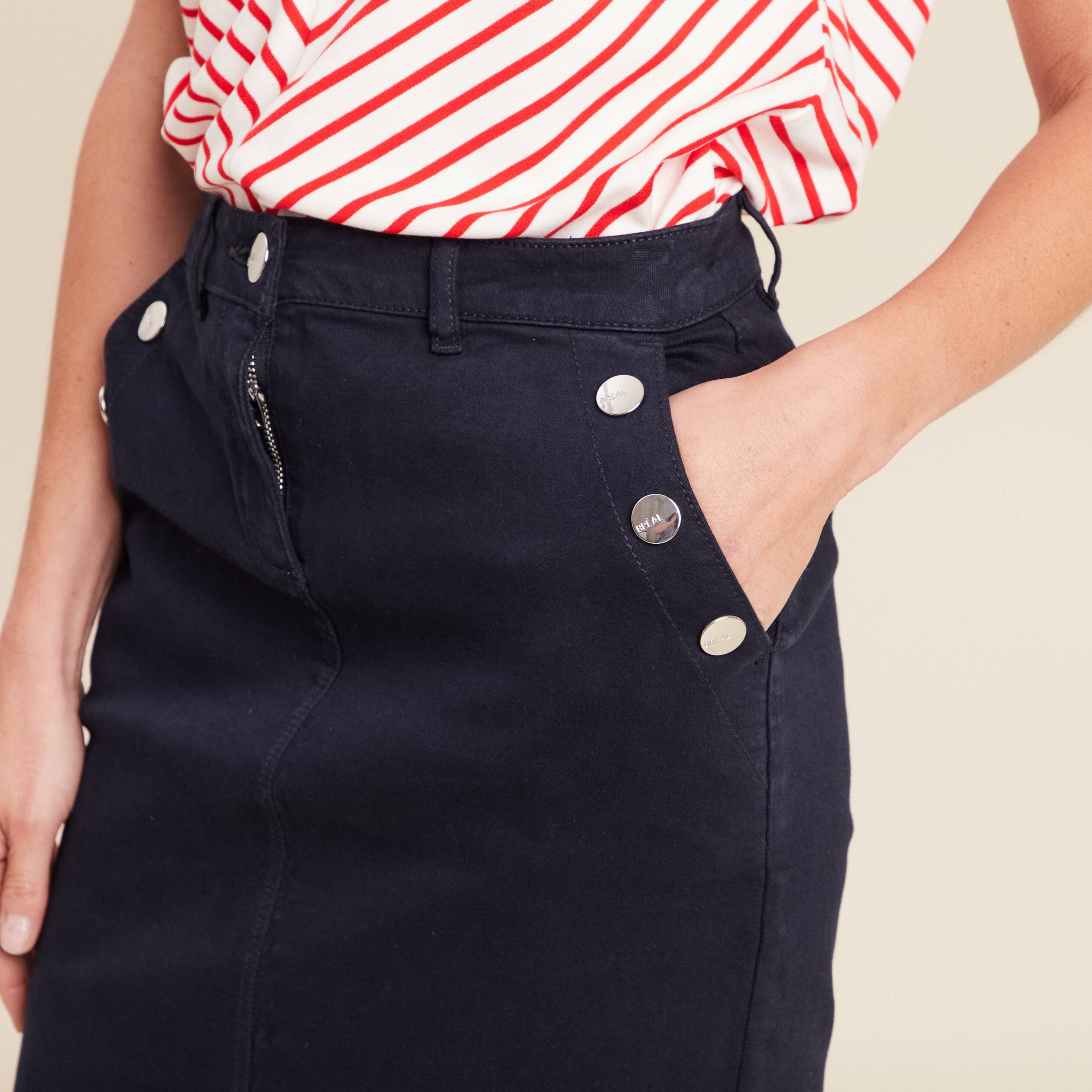 jupe droite longueur genou bleu fonce femme Jupe droite longueur genou bleu foncé femme
