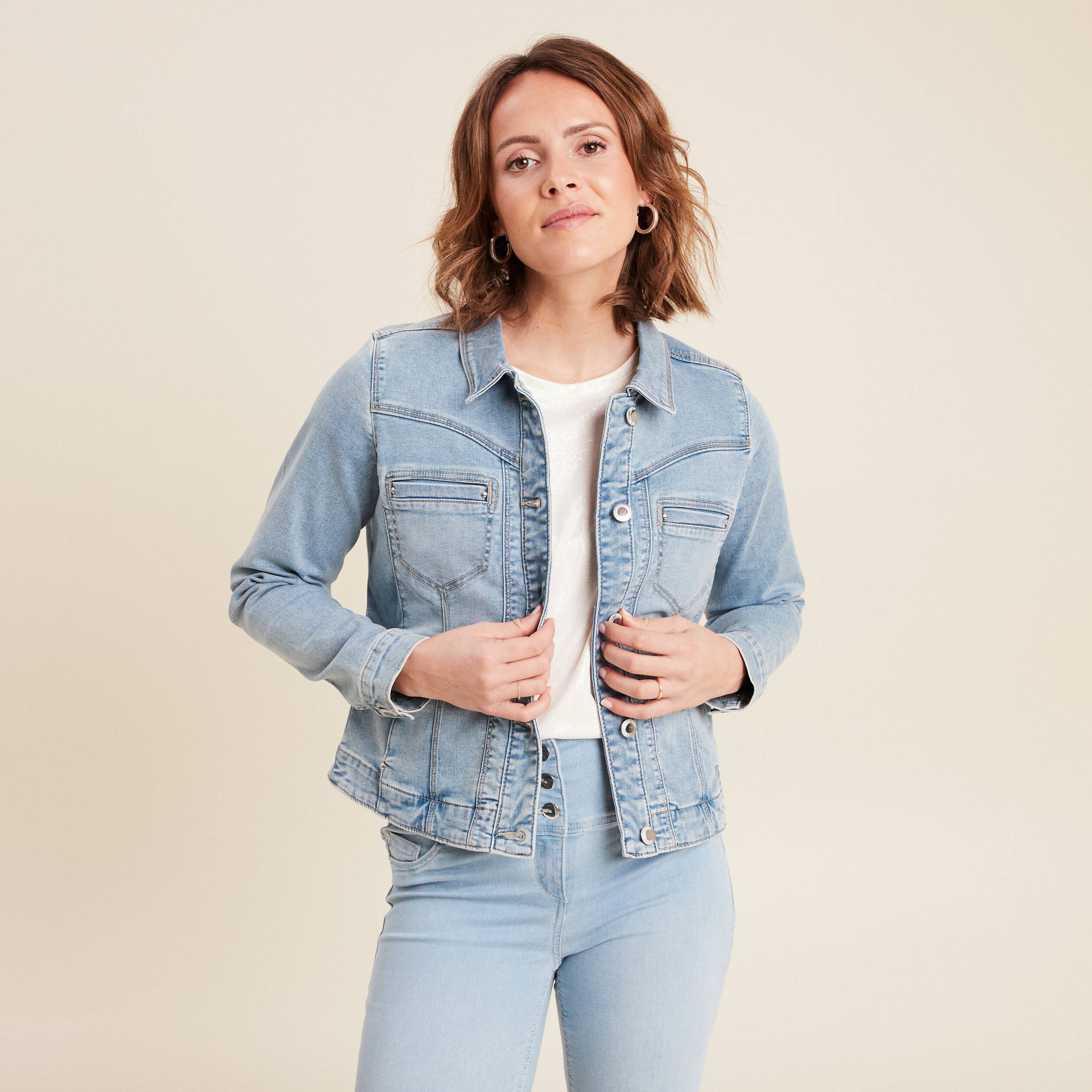 Blouson en jean denim baby bleu femme