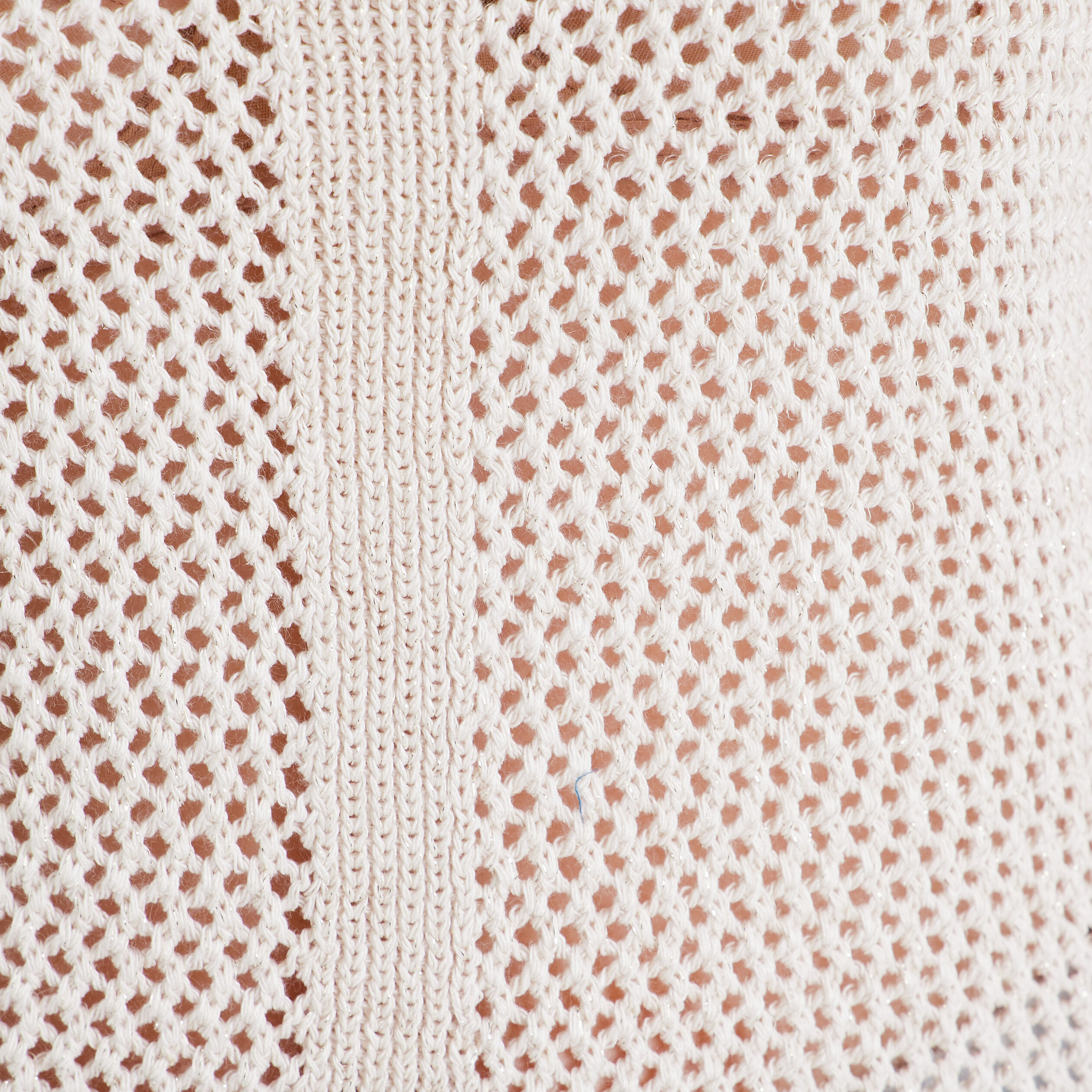 Pull manches courtes ajouré ecru femme