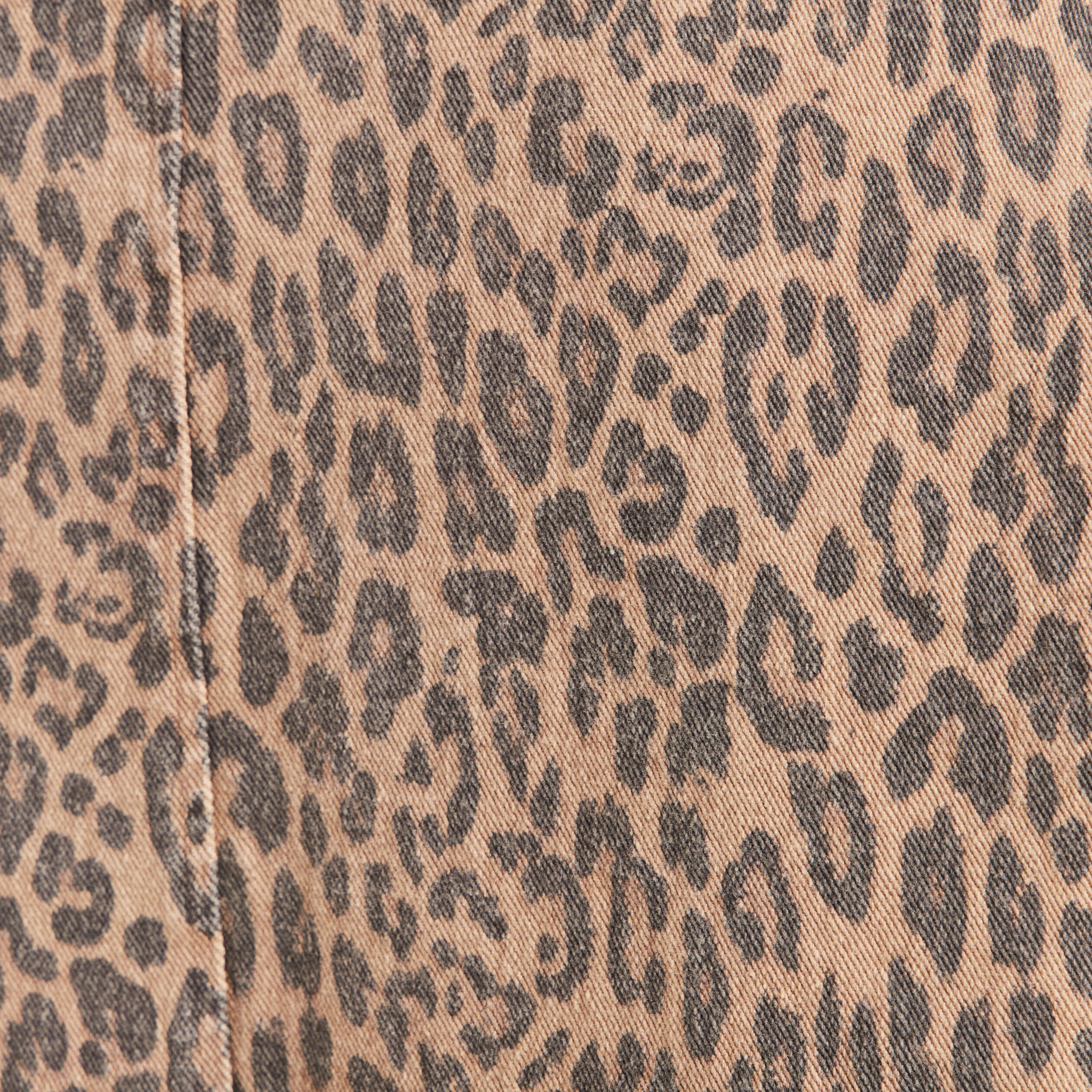 Robe courte droite imprim&eacute;e l&eacute;opard marron femme