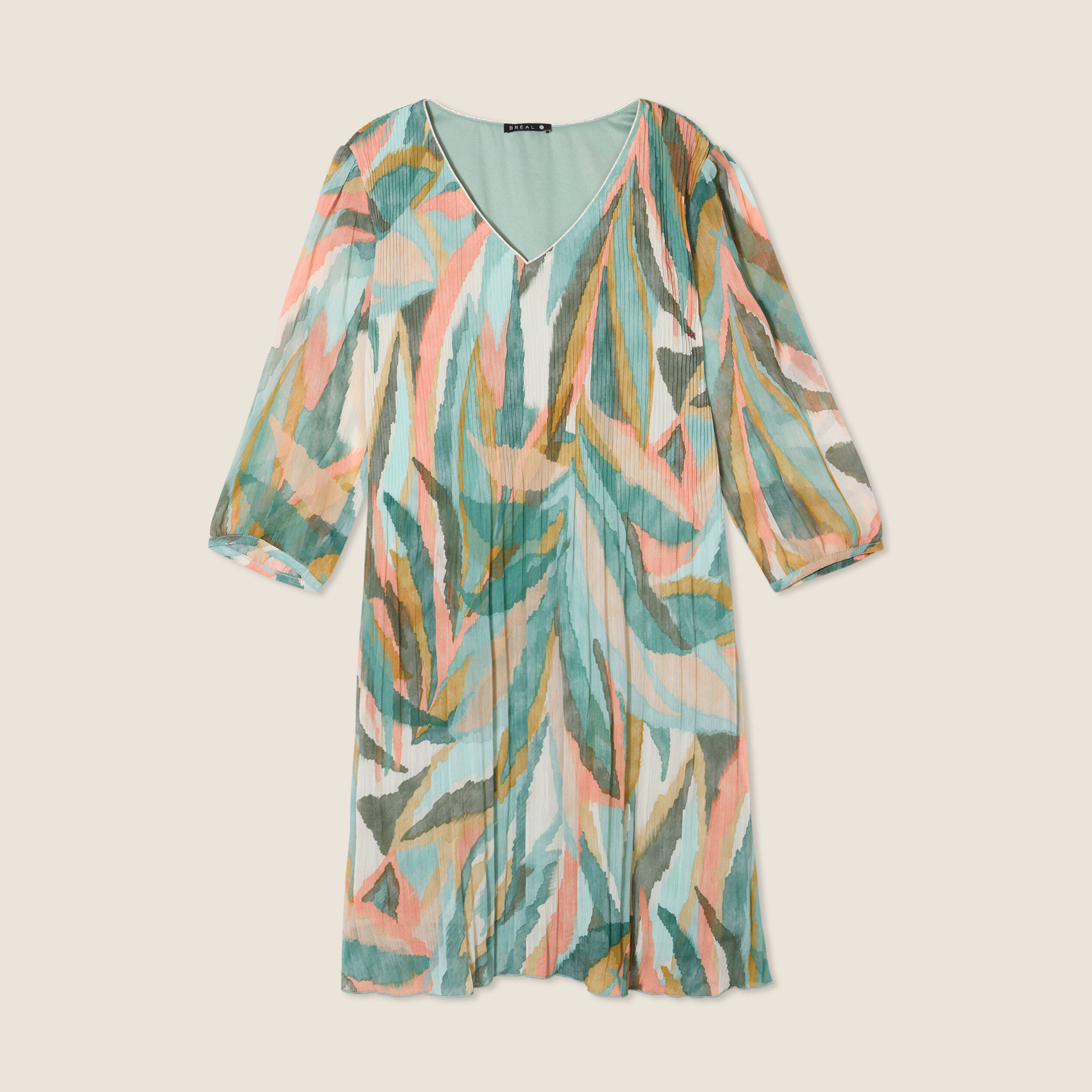 Robe évasée plissée multicolore femme