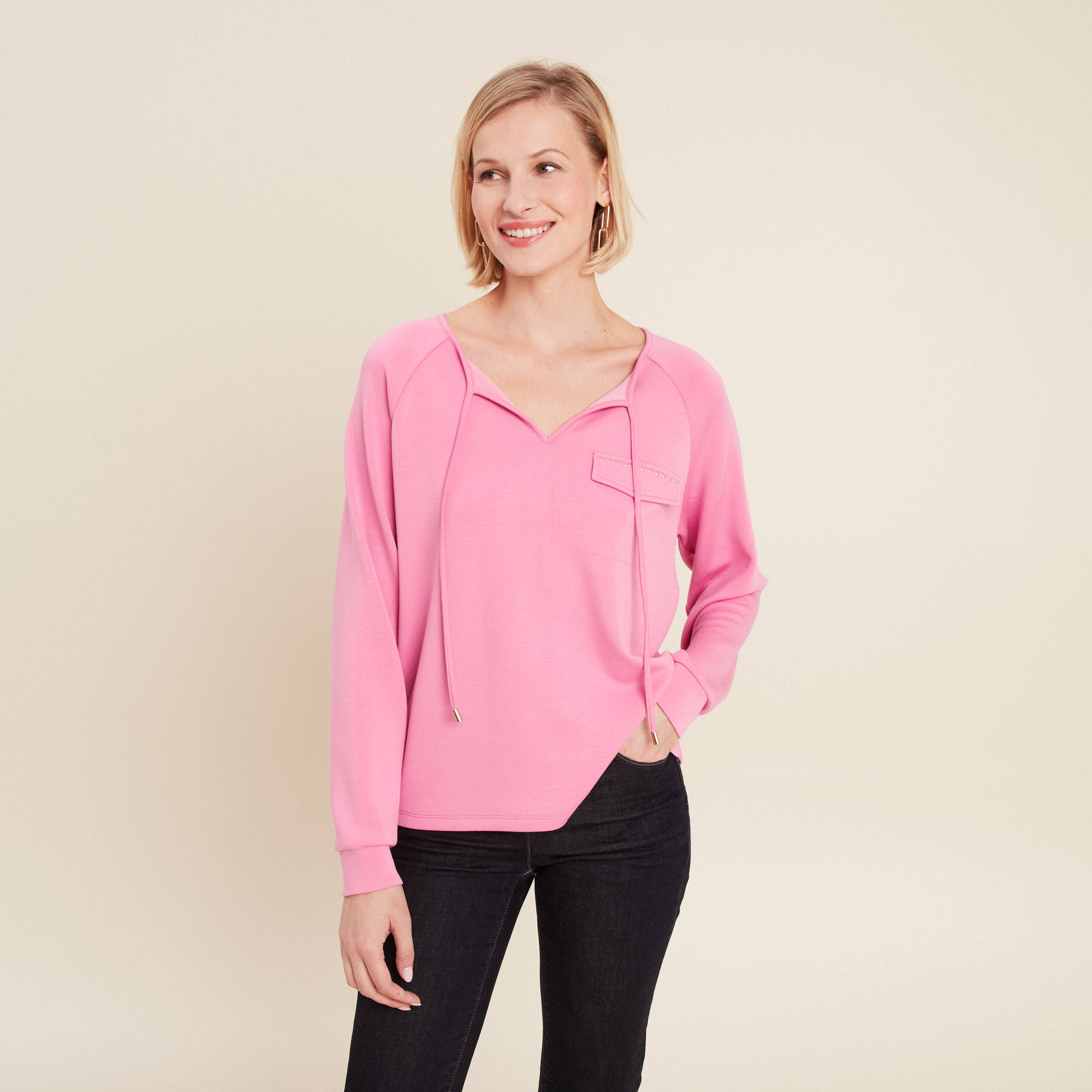 sweat manches longues rose femme Sweat manches longues rose femme