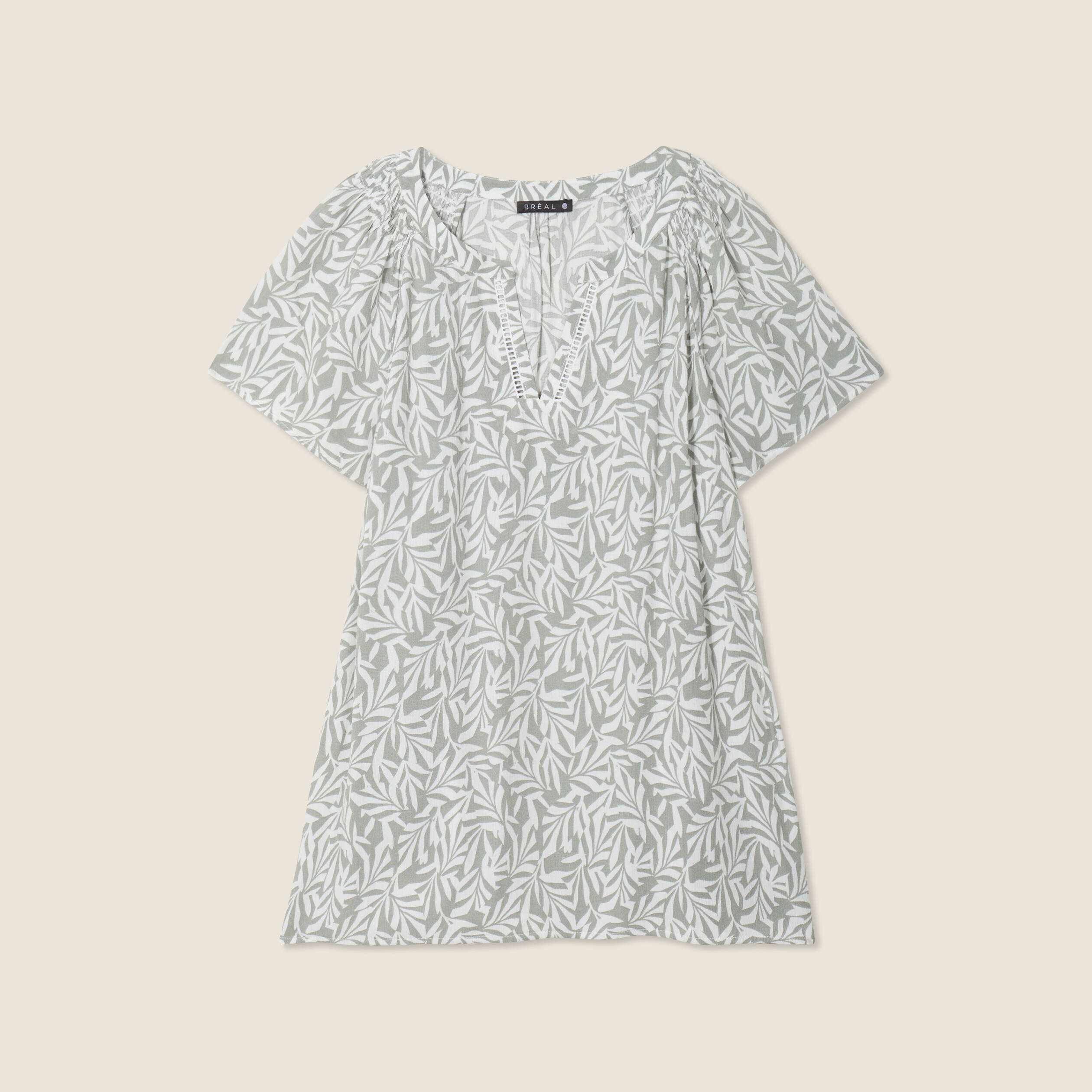 Blouse manches courtes vert kaki femme