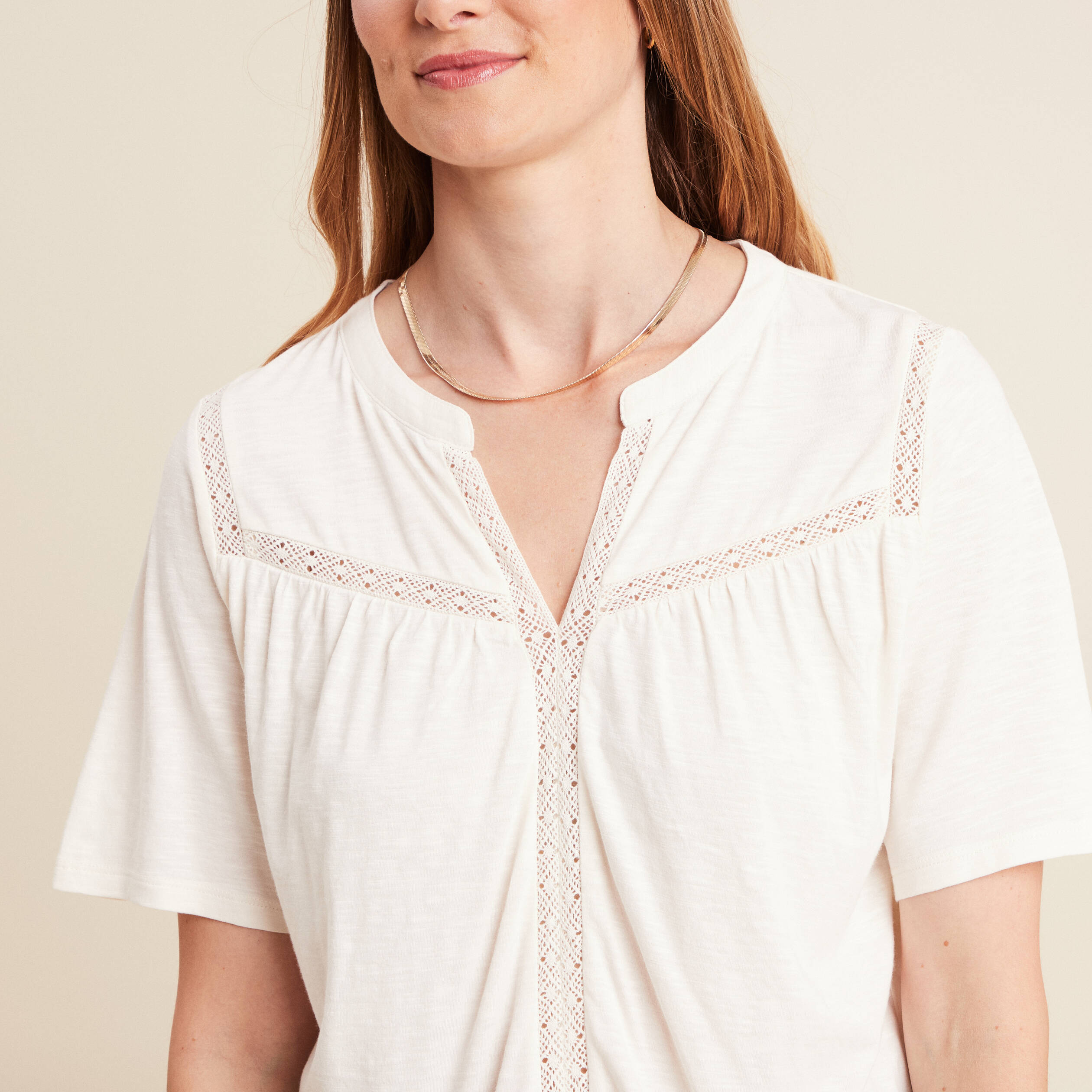 T-shirt manches courtes ecru femme