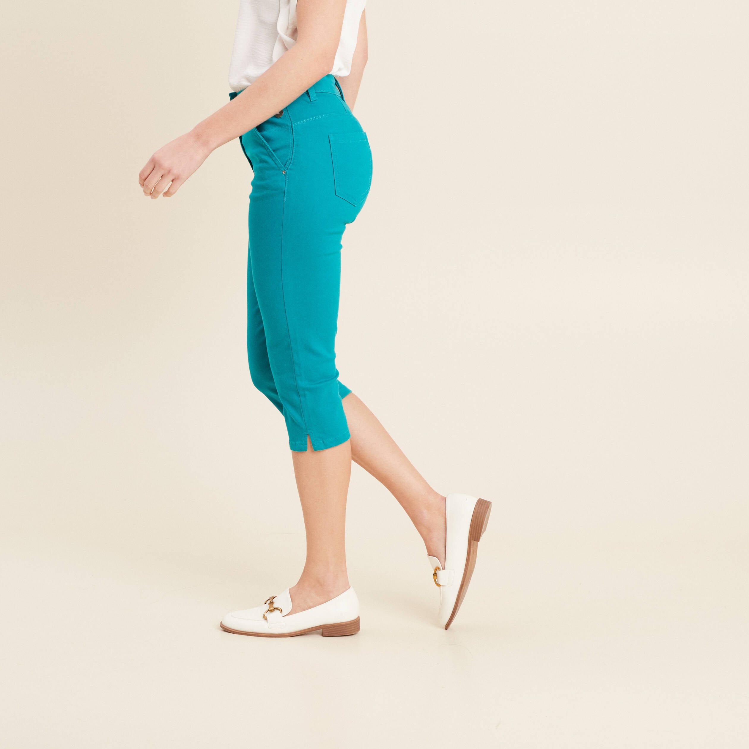 Pantalon One Step Pantacourt Gris Vert - Taille 40 - Occasion En Excellent État