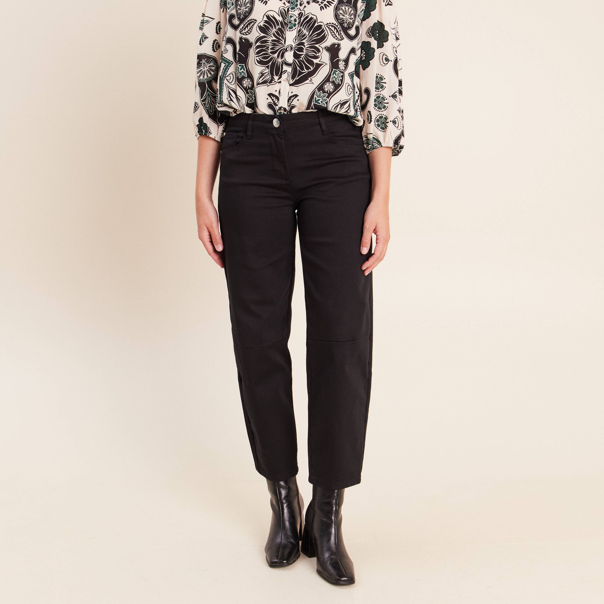 Pantalon magique coupe barrel l'Unique noir femme