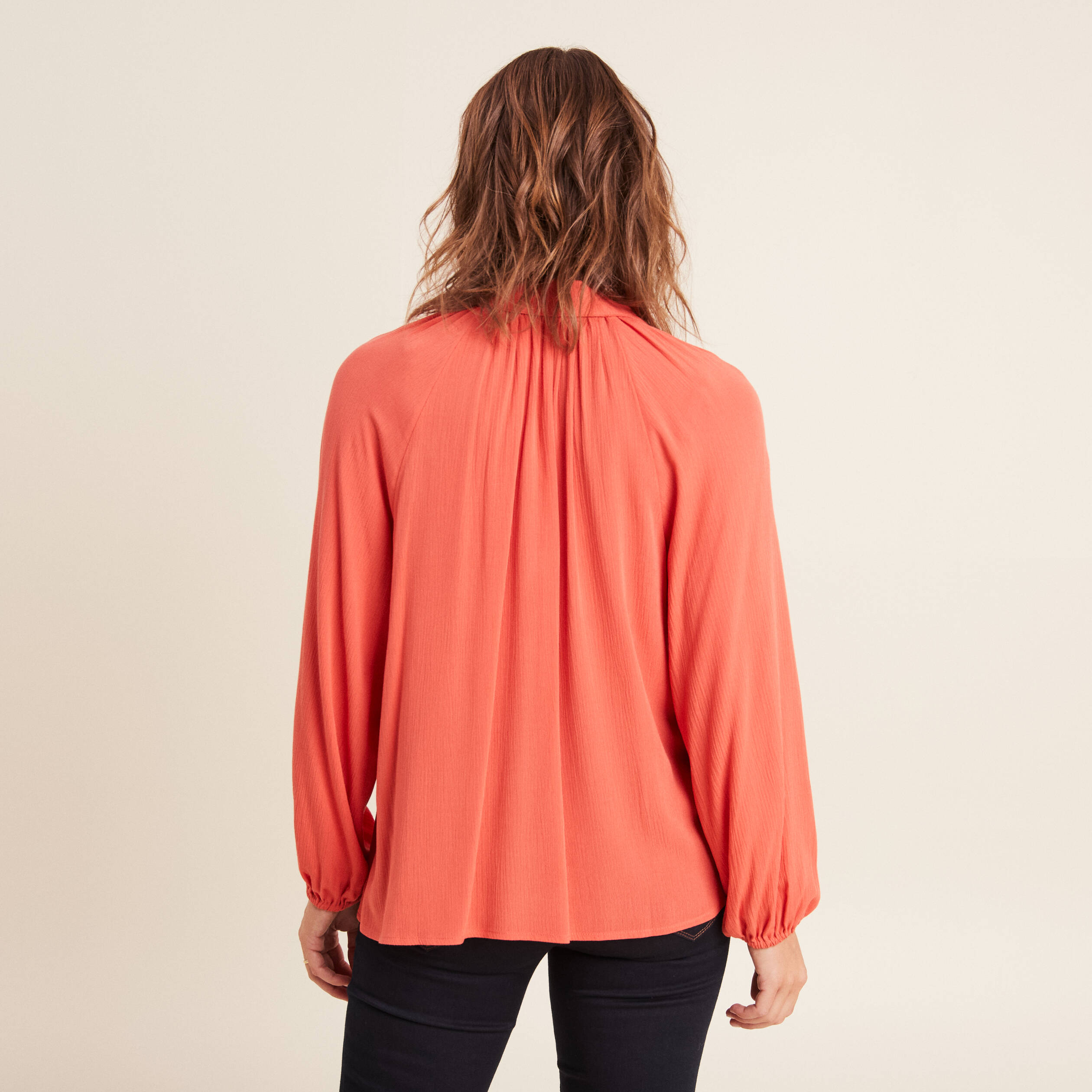 Chemise manches longues rouge foncé femme
