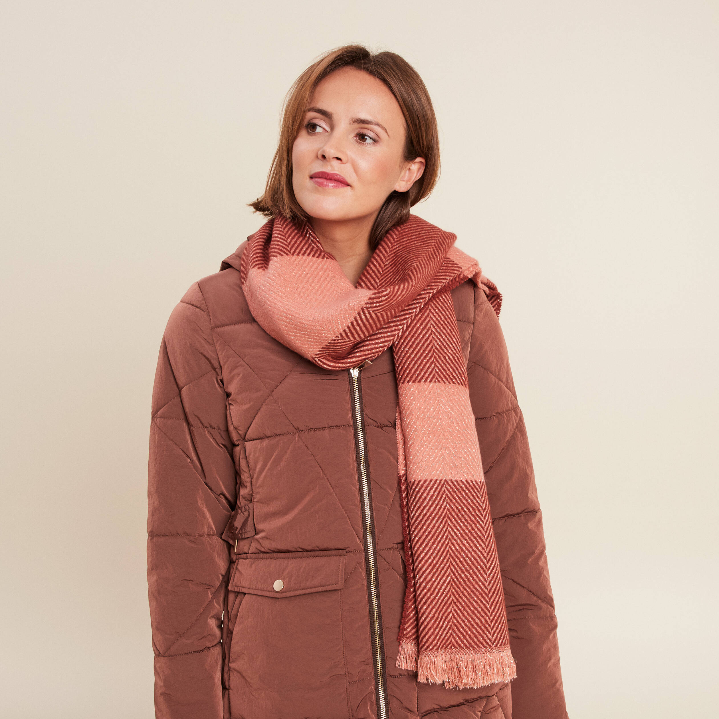 Écharpe vieux rose femme