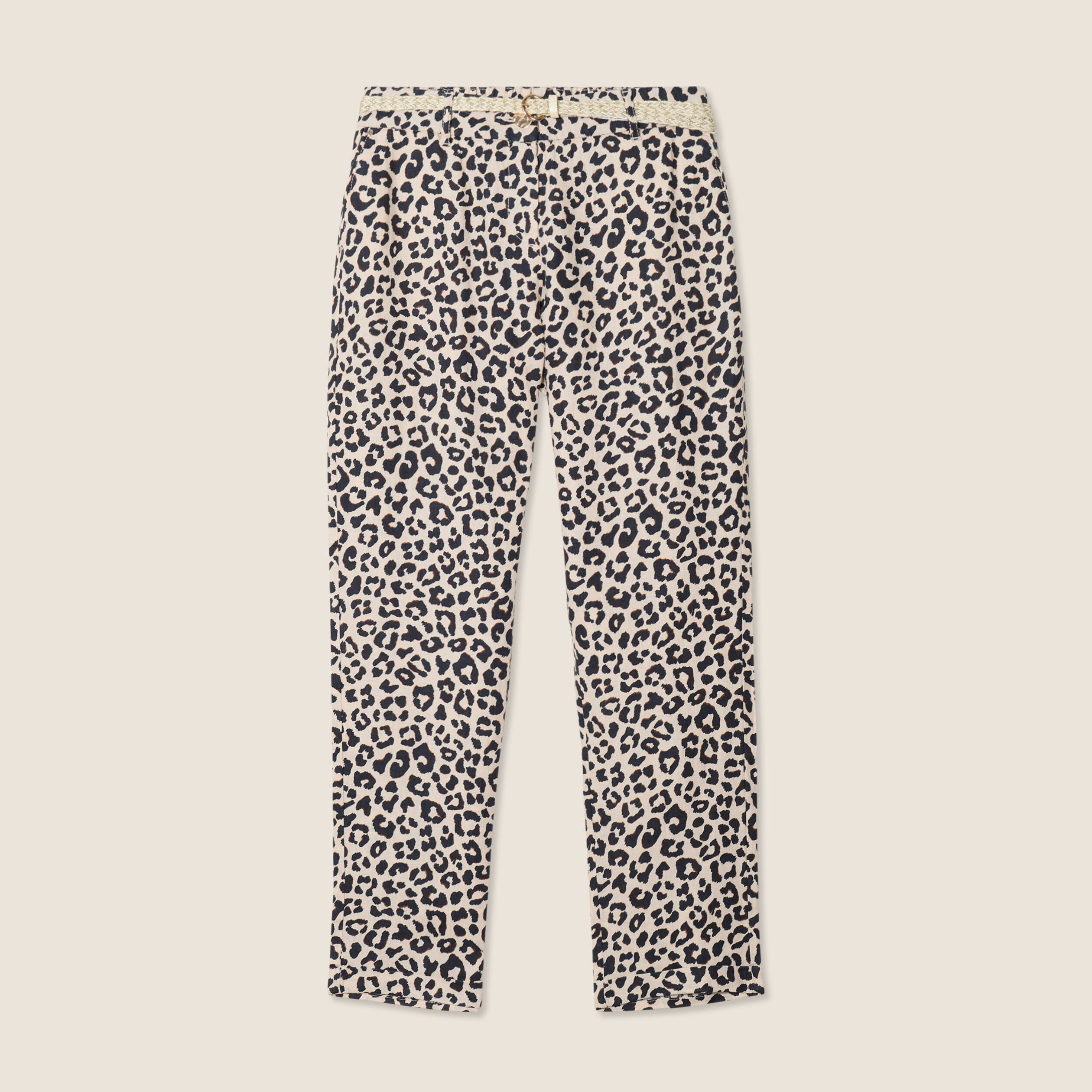 Pantalon coupe chino en lin sable femme