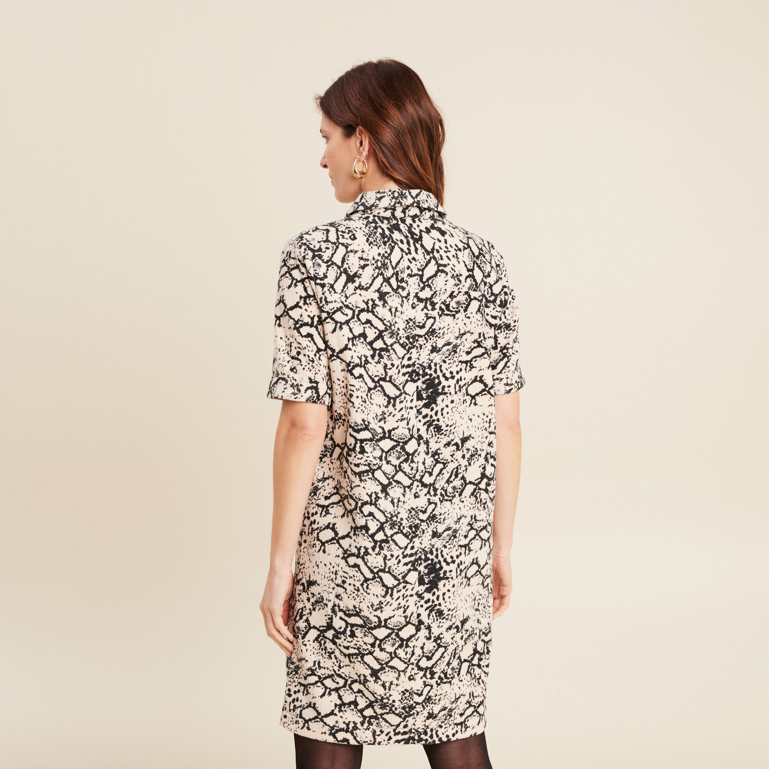Robe droite velours beige femme