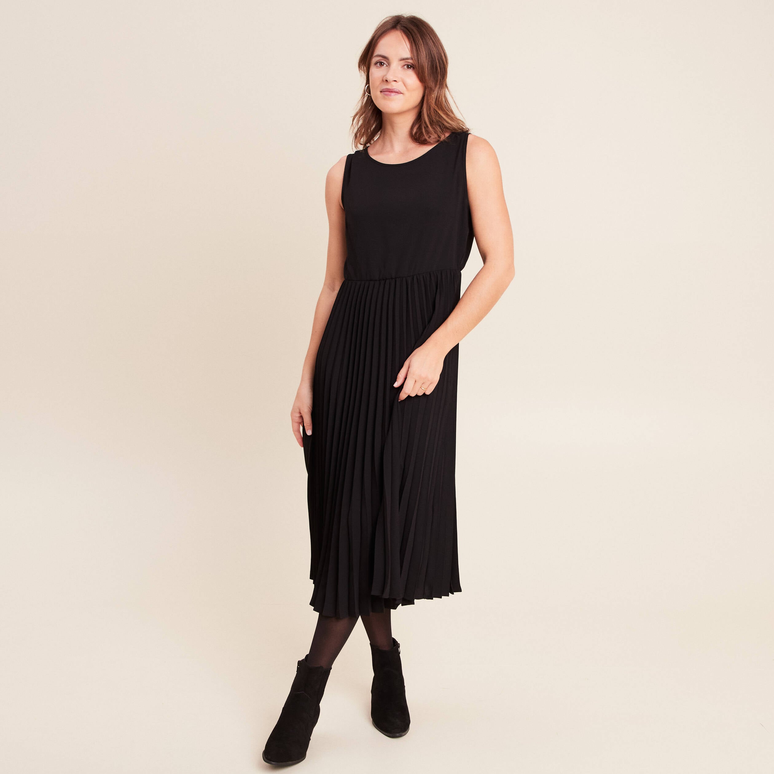 Robe longue &eacute;vas&eacute;e 2 en 1 noir femme