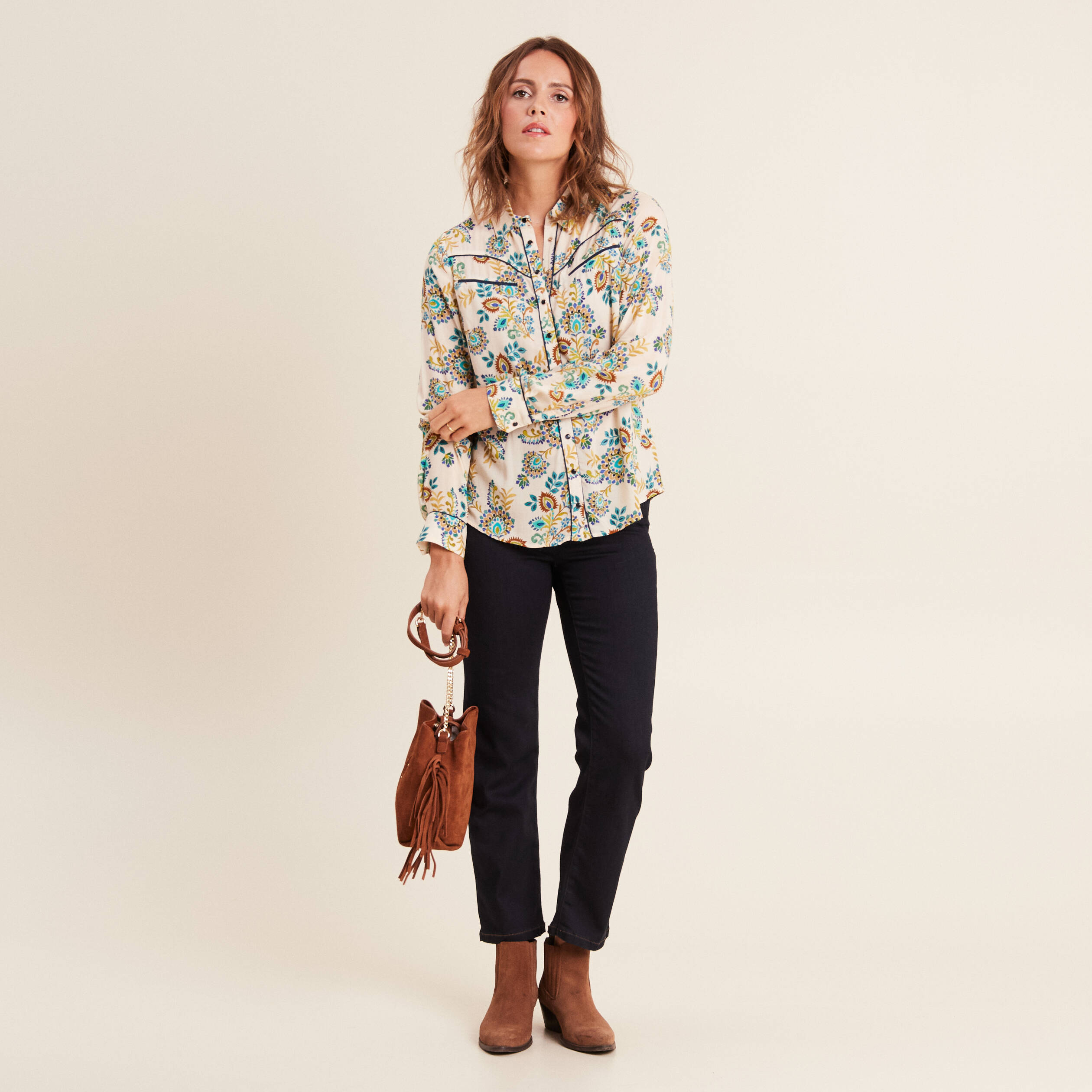 Chemise manches longues blanc femme