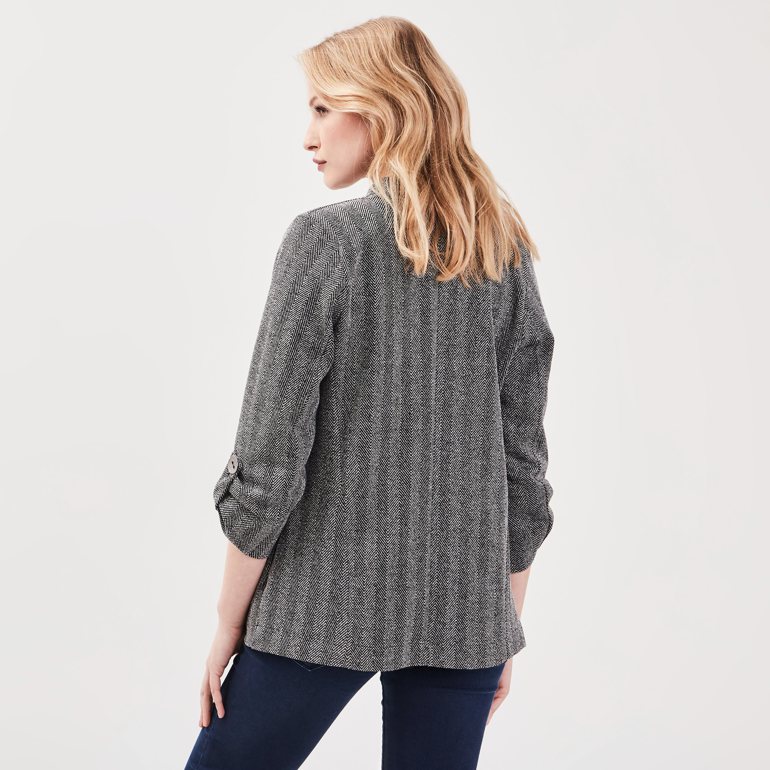 Veste évasée col châle noir femme