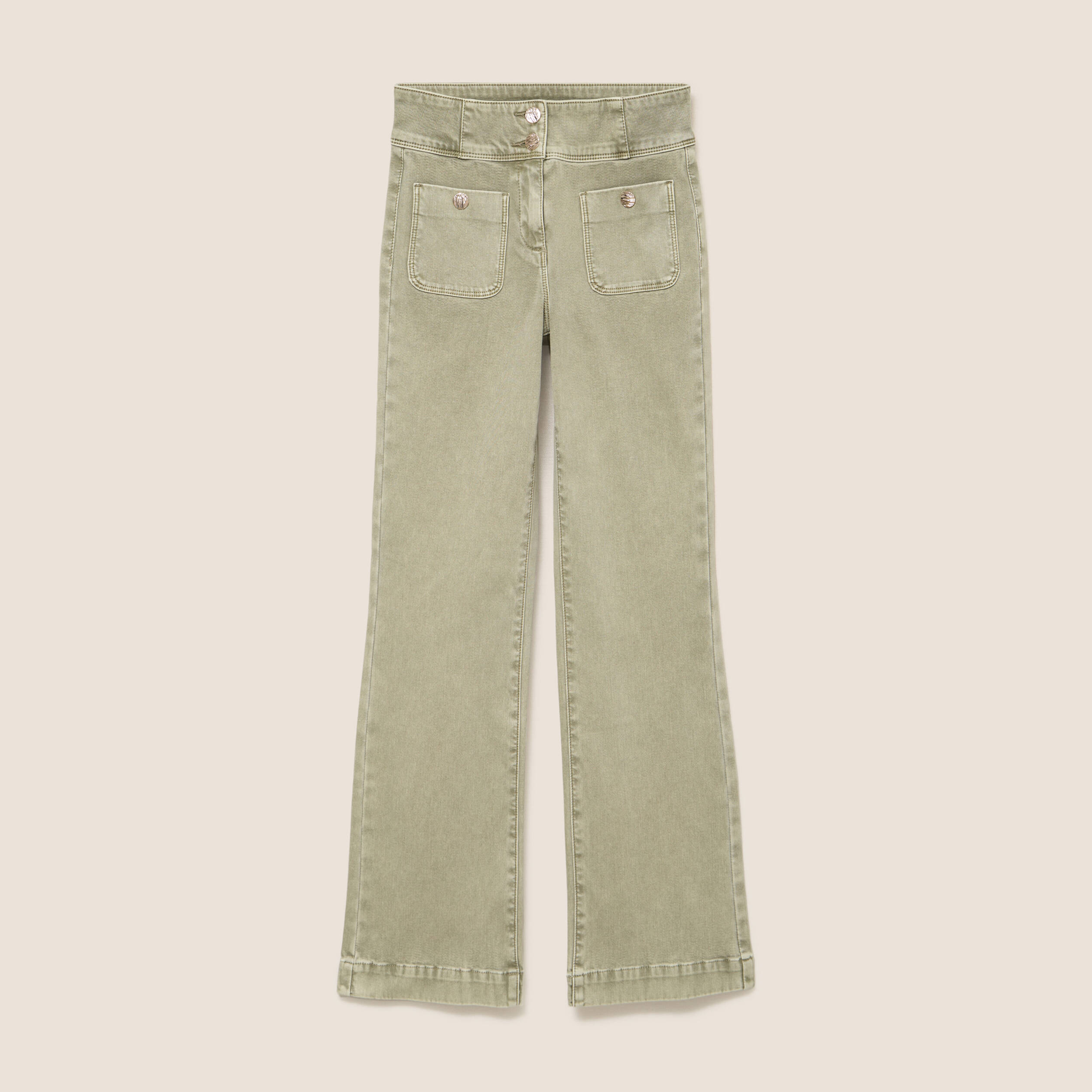 Jean coupe bootcut taille haute vert clair femme