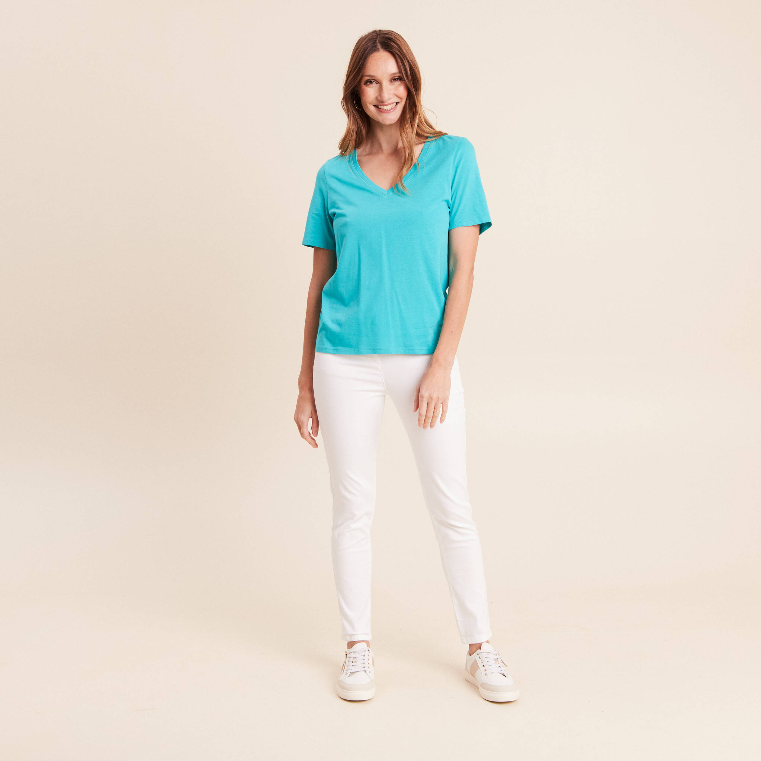 T-shirt manches courtes vert turquoise femme