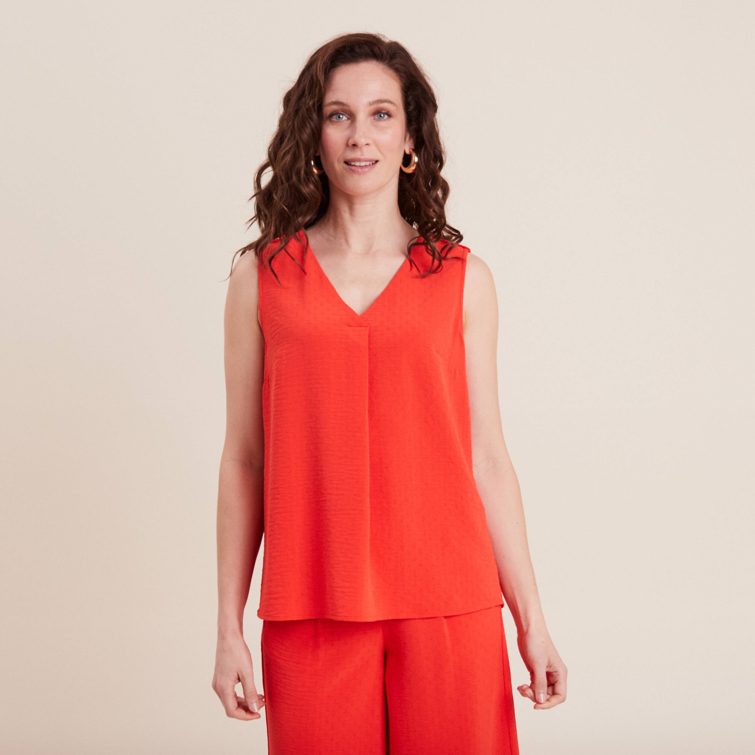 Blouse sans manches orange femme