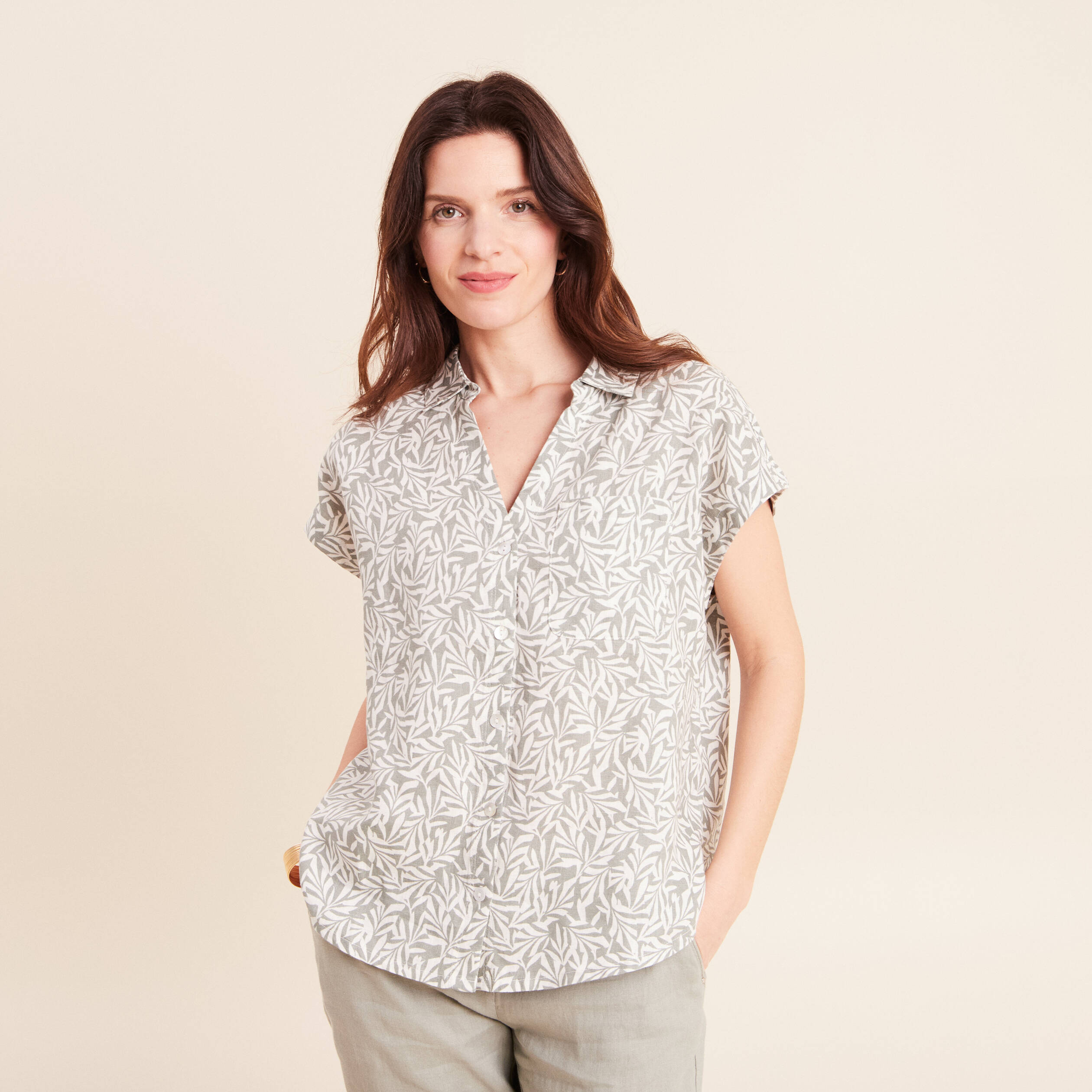 Chemise sans manches vert kaki femme