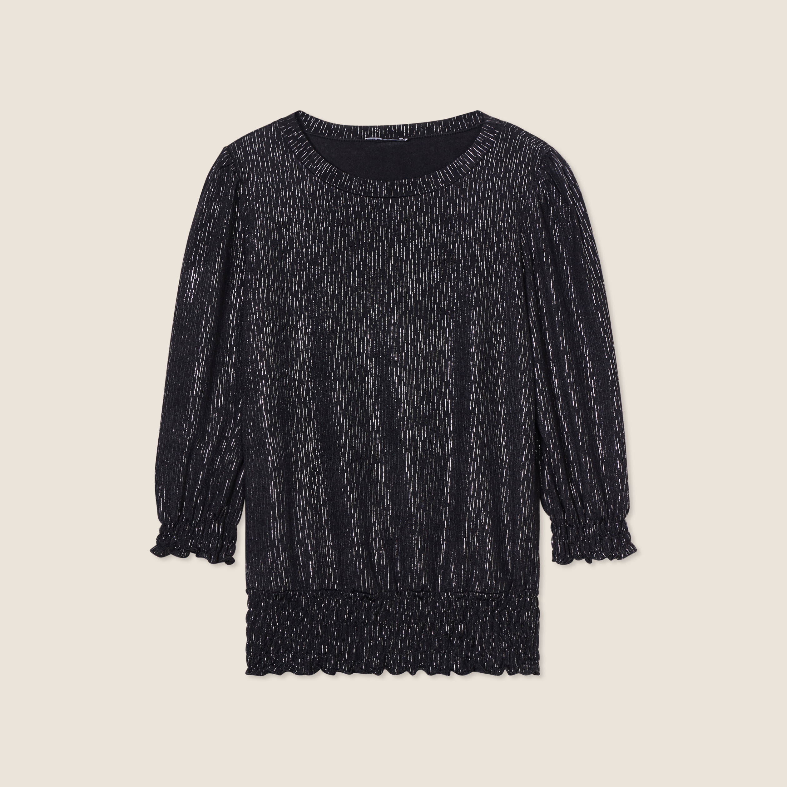 T-shirt manches 3/4 noir femme