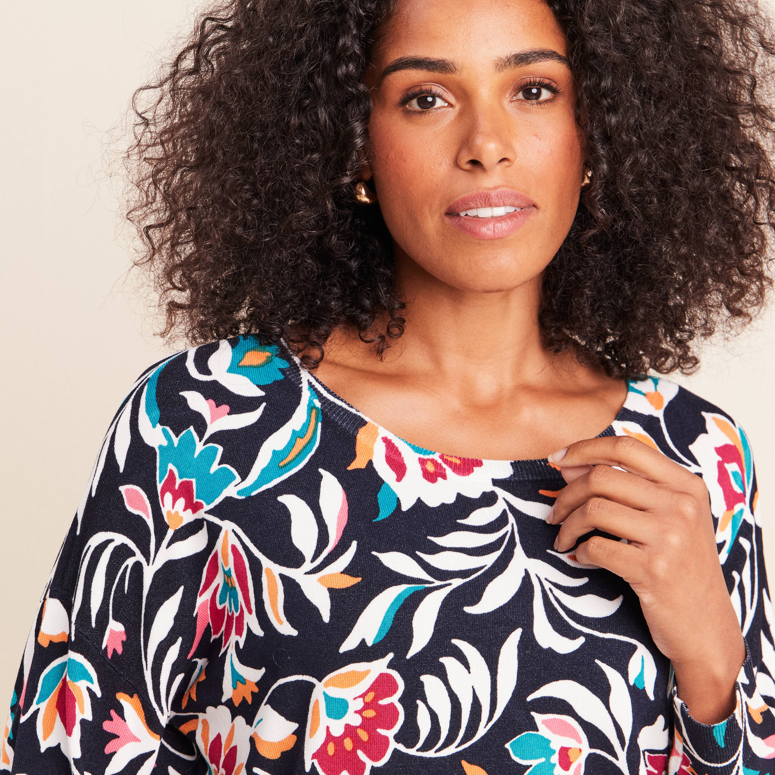 Pull manches longues bleu femme
