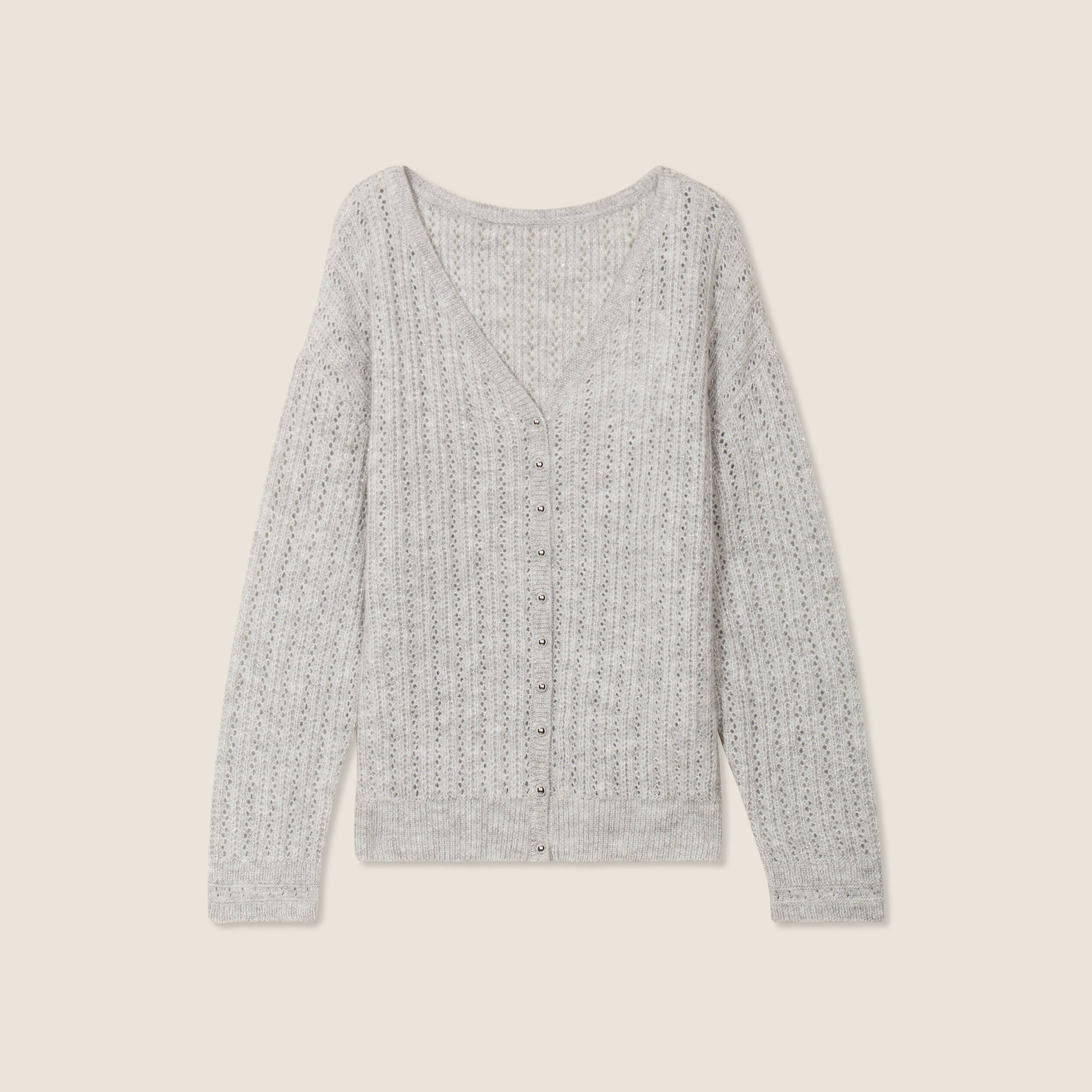 Gilet manches longues 2-en-1 gris clair femme