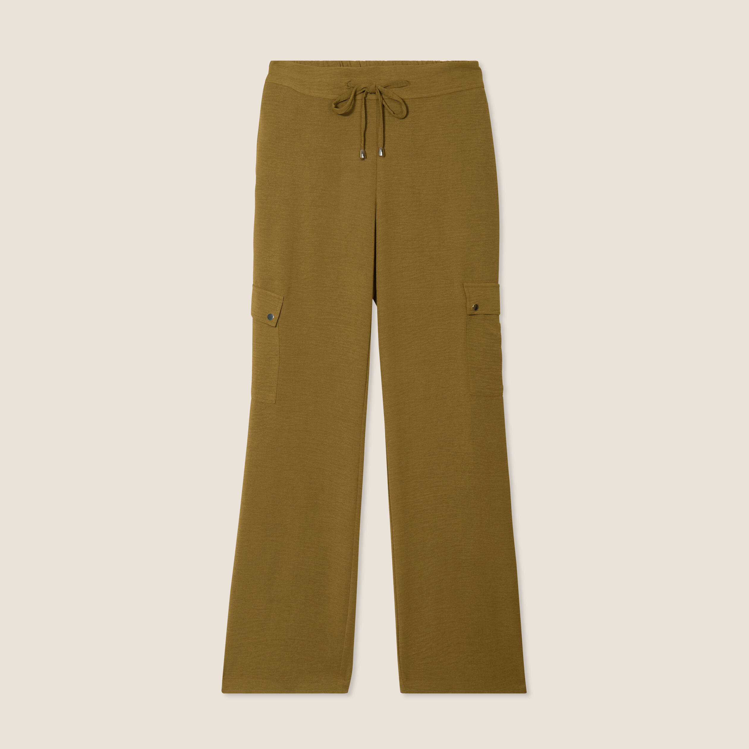 pantalon cargo lien a nouer vert olive femme Pantalon cargo lien à nouer vert olive femme