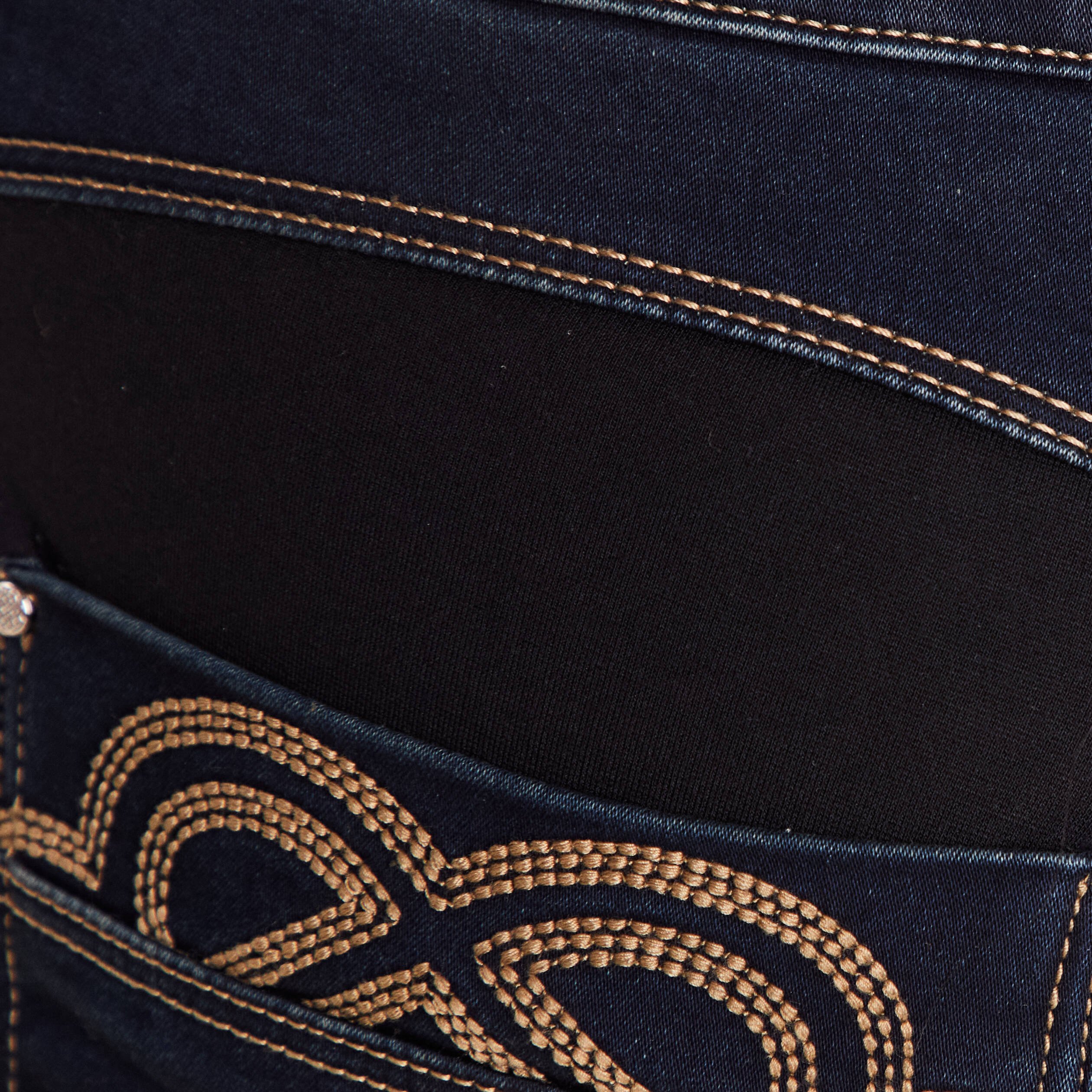 Jean ajusté 7/8ème effet bi-matière denim brut femme