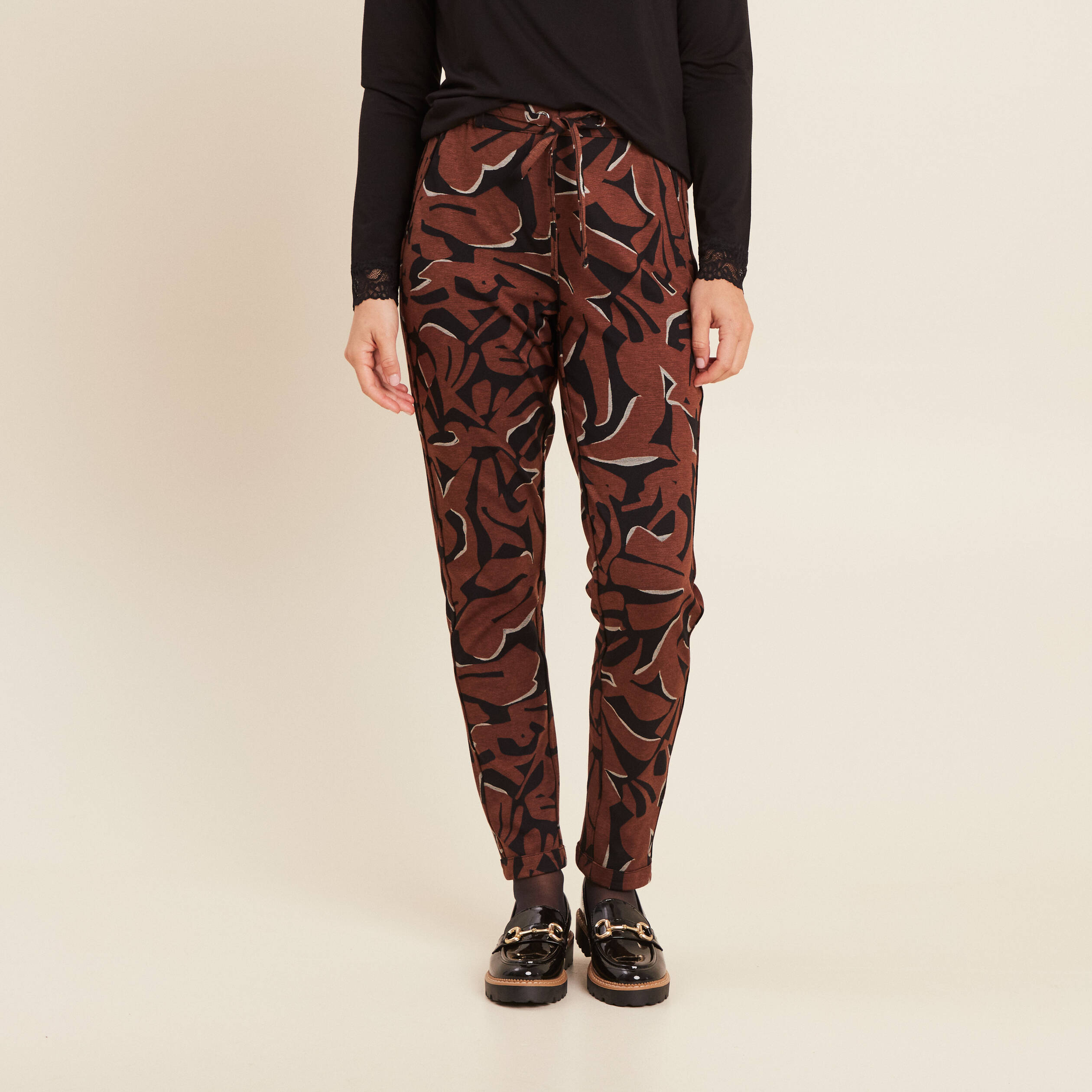 Pantalon jogging réversible marron femme