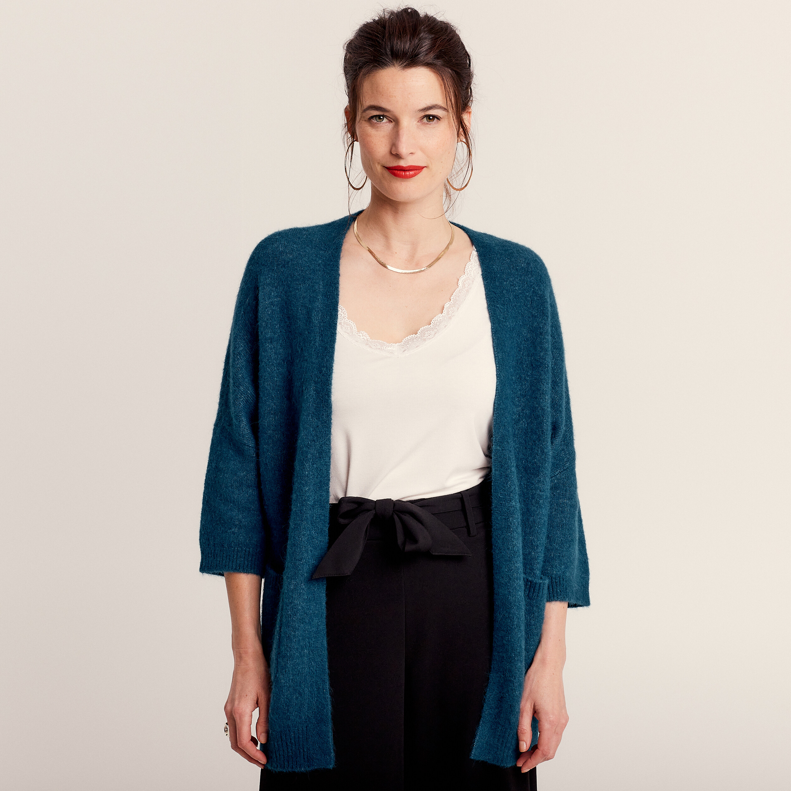 Gilet bleu top petrole femme