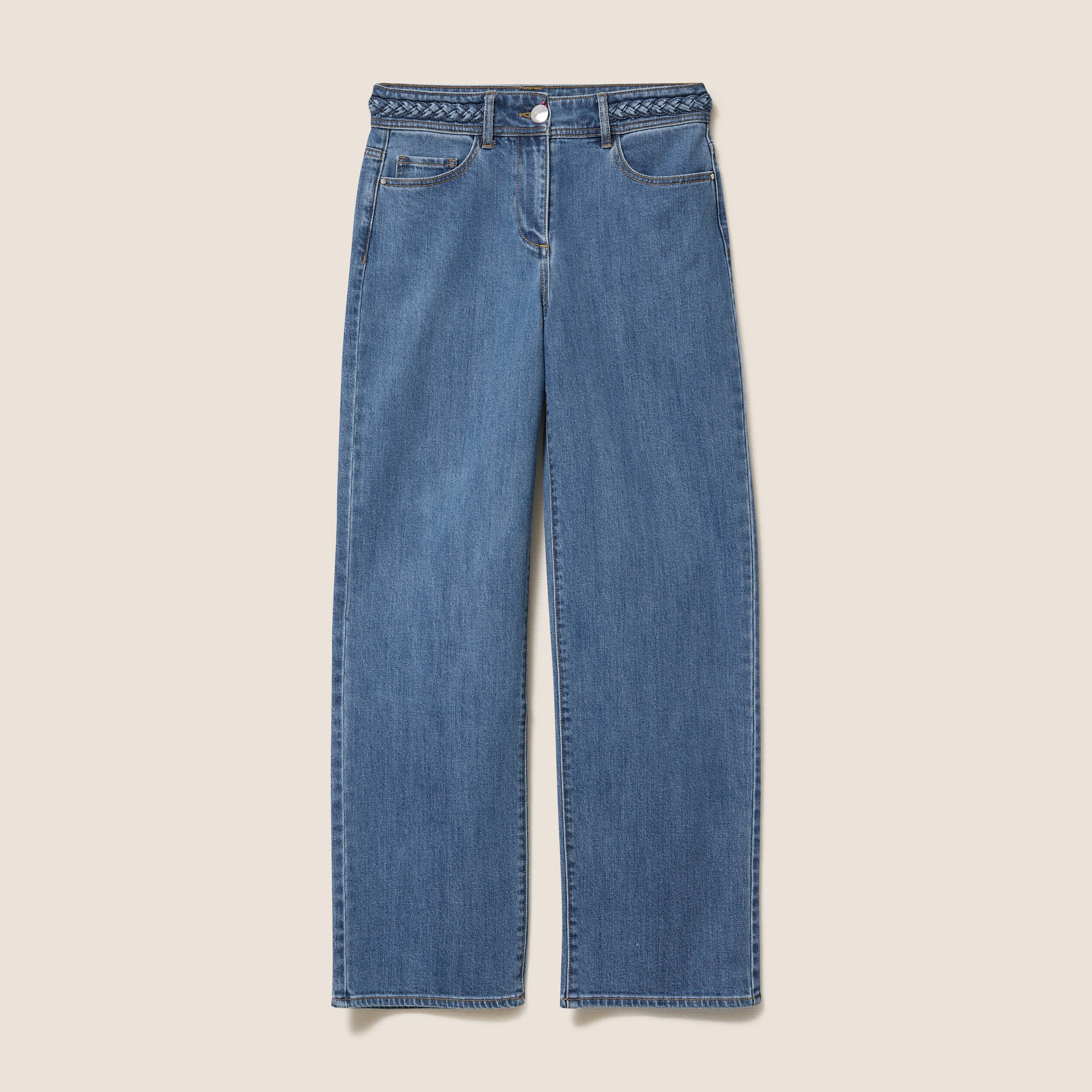Jean large 7/8ème taille haute denim stone femme