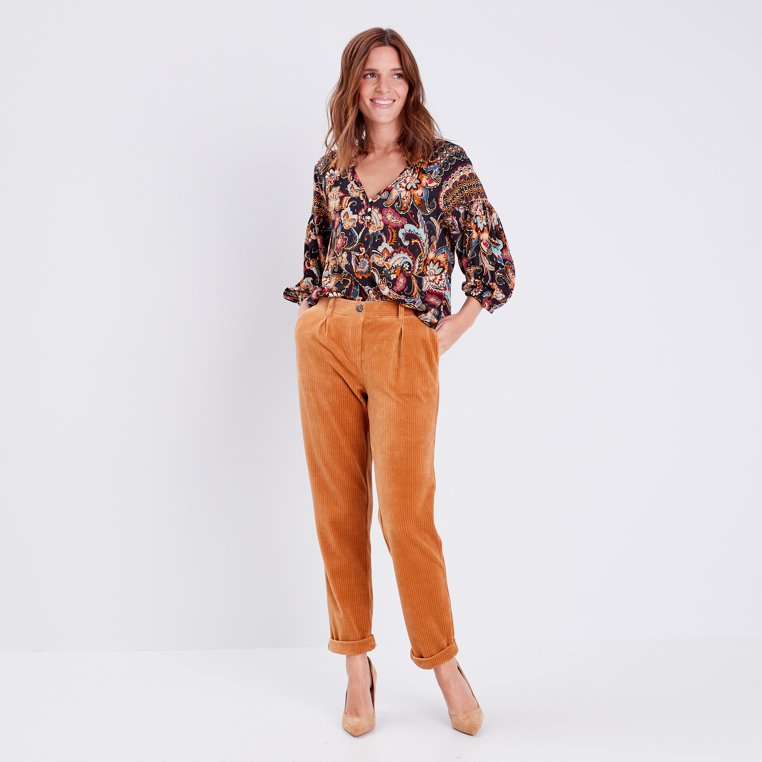 Blouse manches 3/4 bleu foncé femme