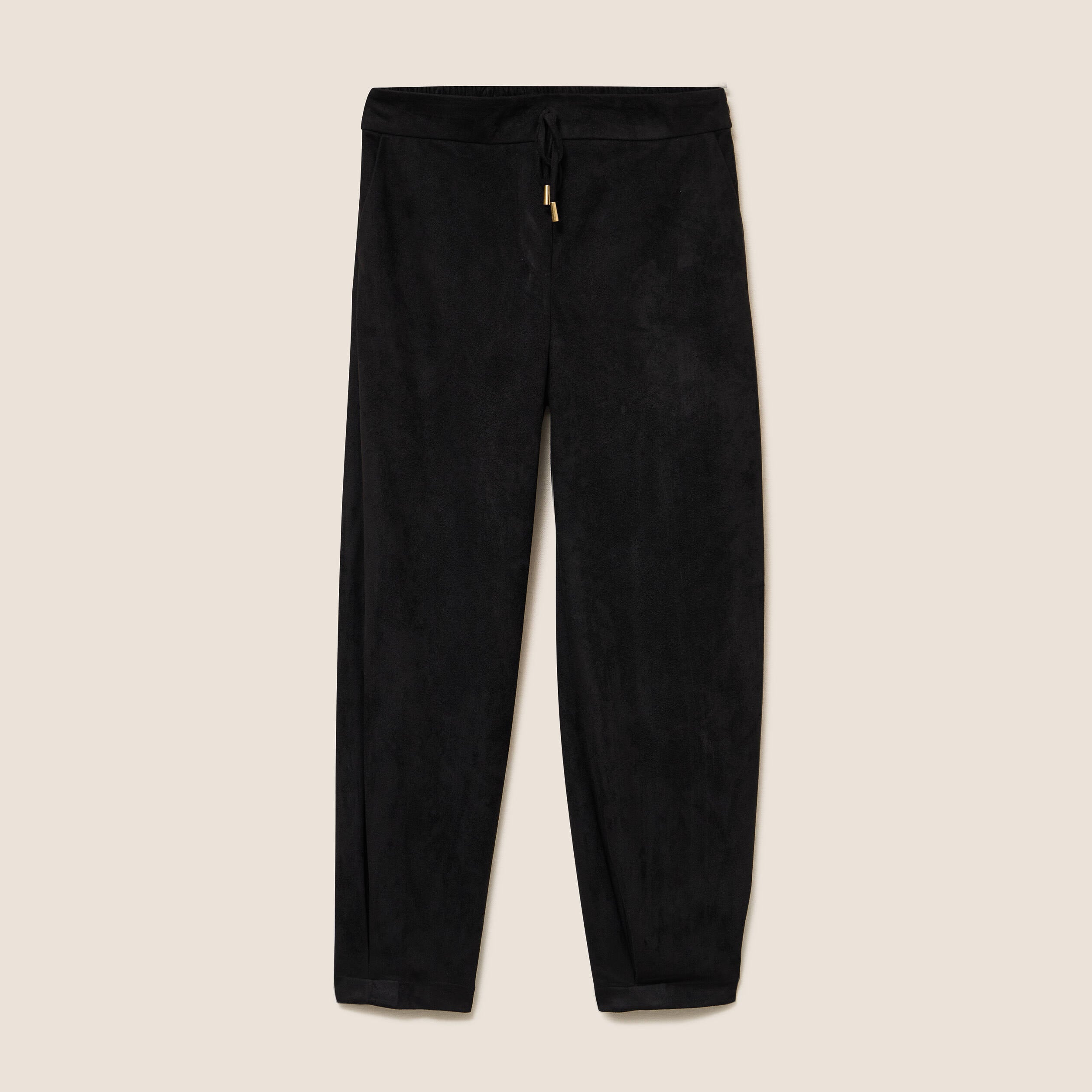 Pantalon barrel bas resserr&eacute; noir femme