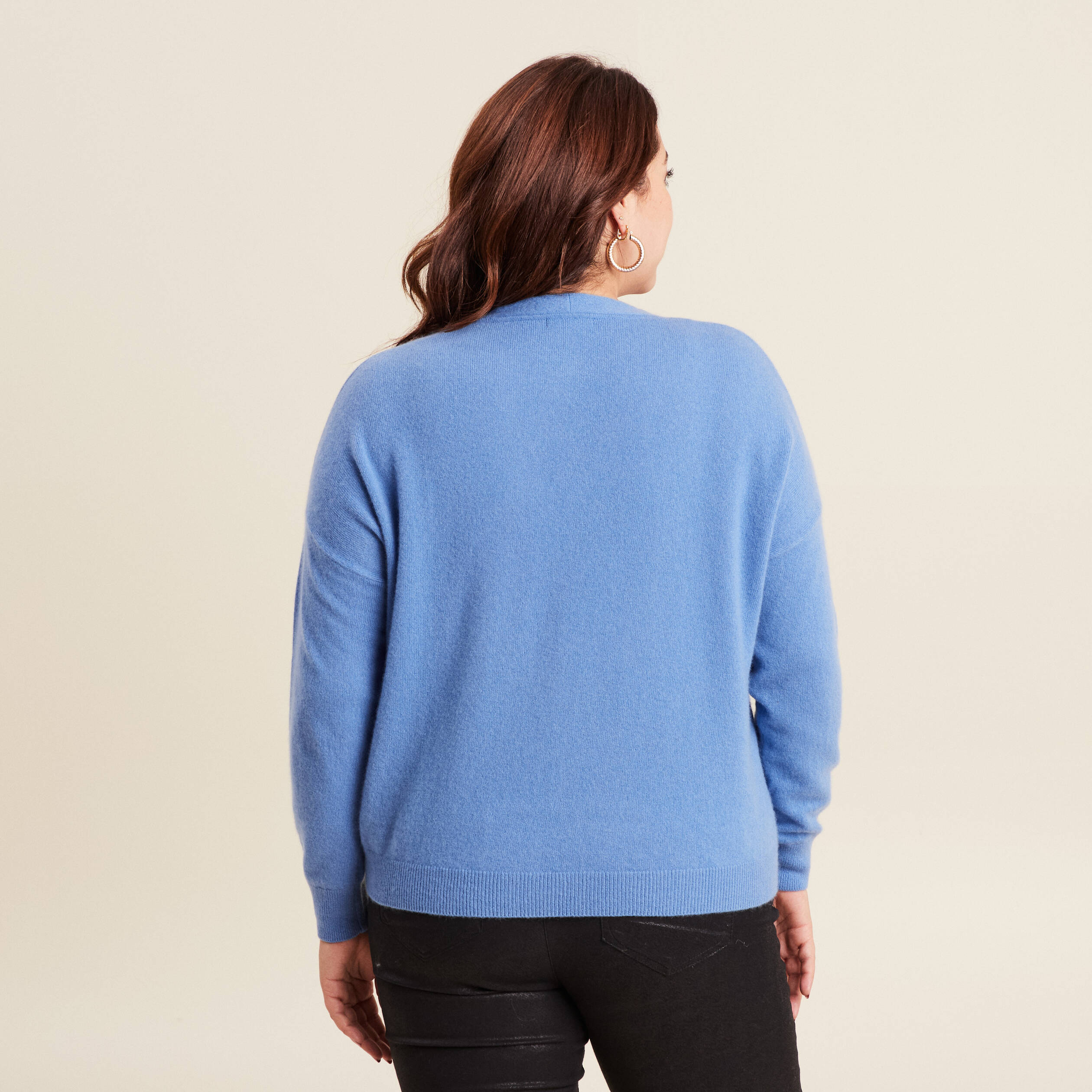 pull en cachemire manches longues bleu violet femme Pull en cachemire manches longues bleu violet femme