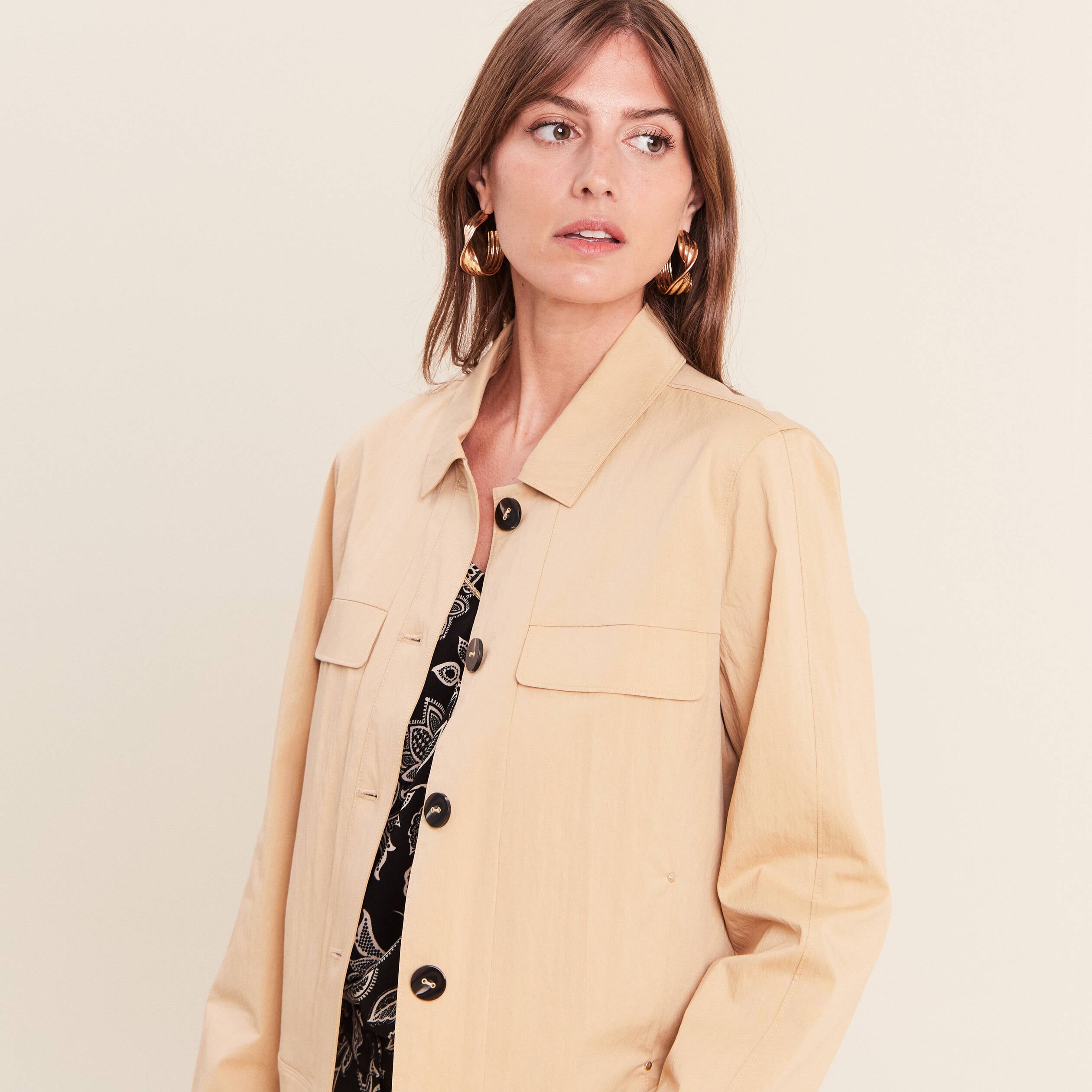 Veste doubl&eacute;e beige femme
