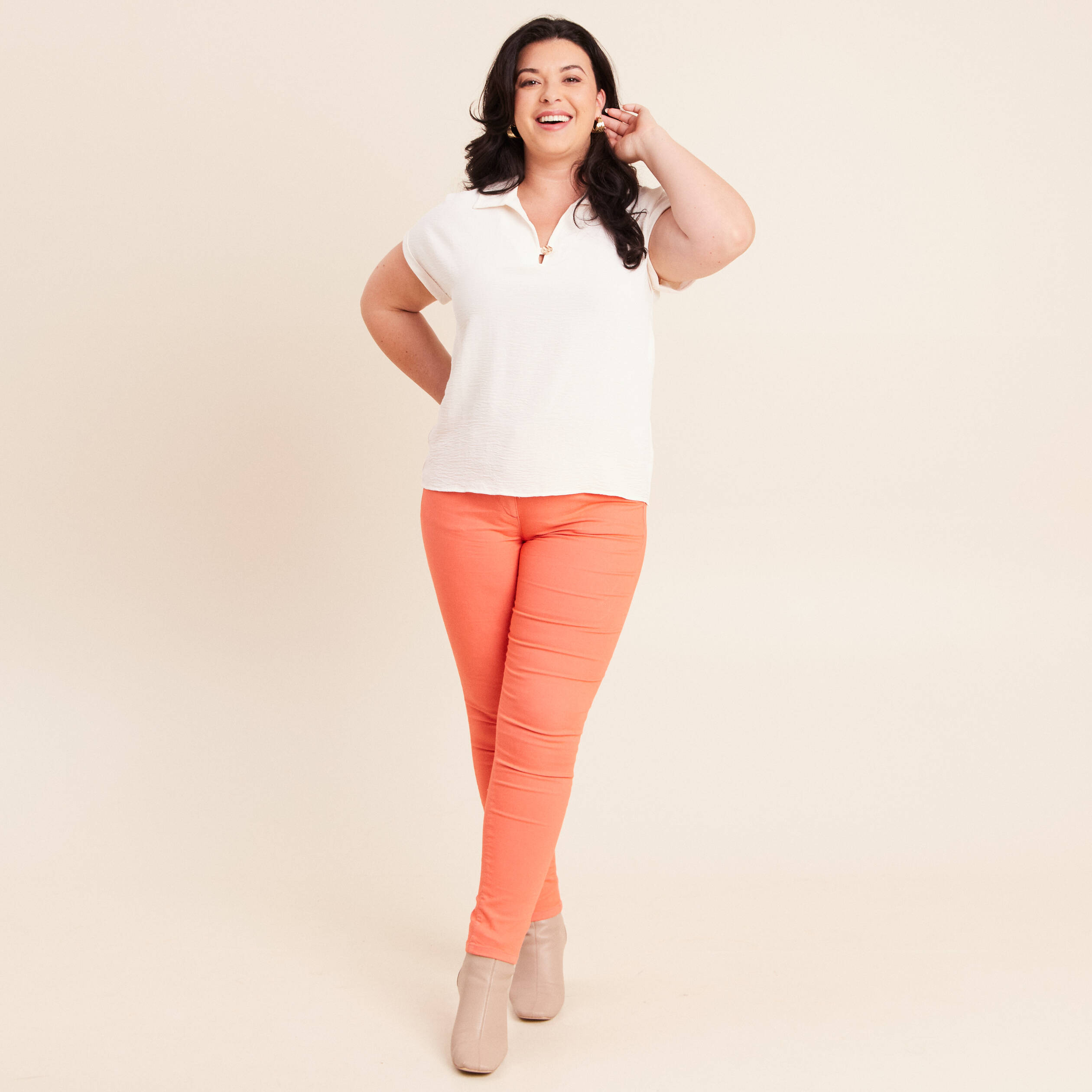 Blouse manches courtes ecru femme