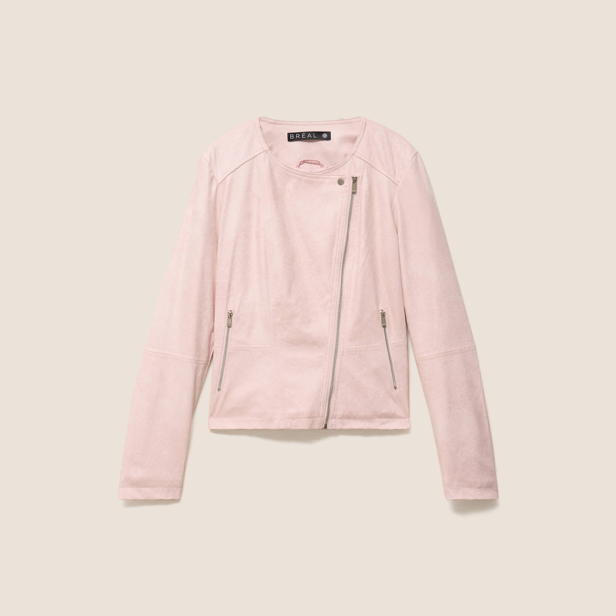 Veste droite zipp&eacute;e vieux rose femme